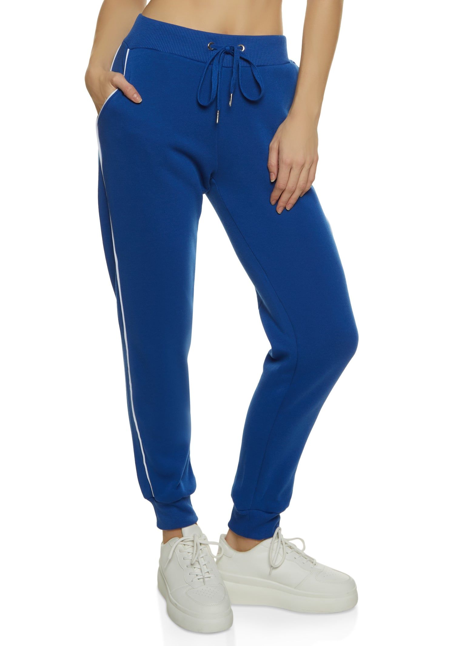 Contrast Piping High Waist Drawstring Joggers sold by Rainbow