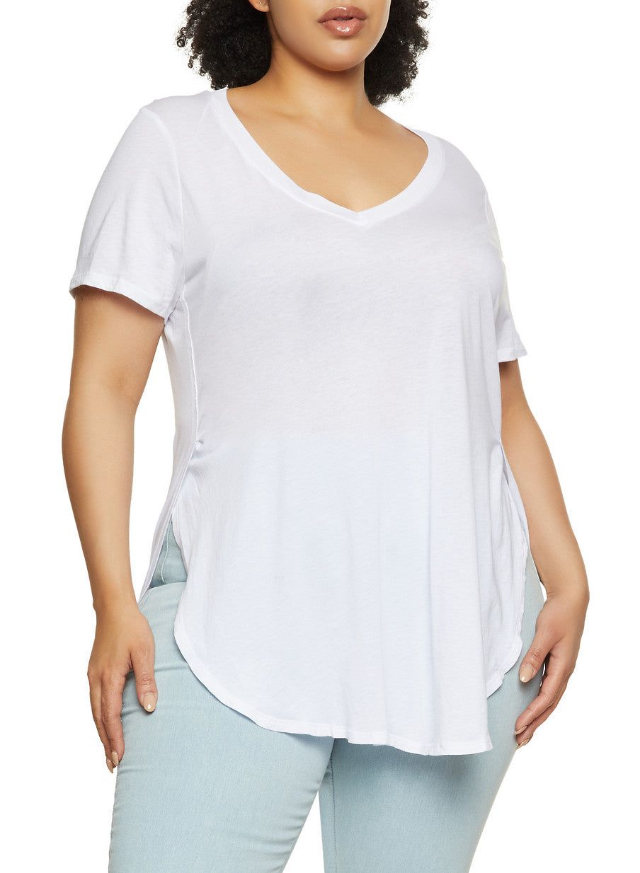 Plus Size Solid Short Sleeve Top sold by Rainbow