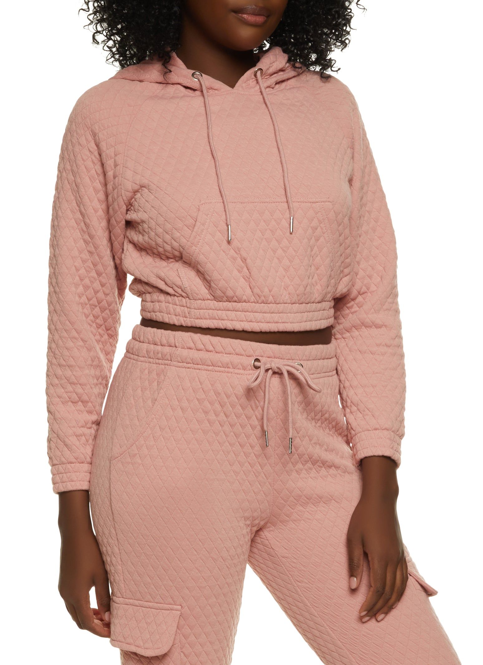 Quilted Cropped Pullover Hoodie sold by Rainbow