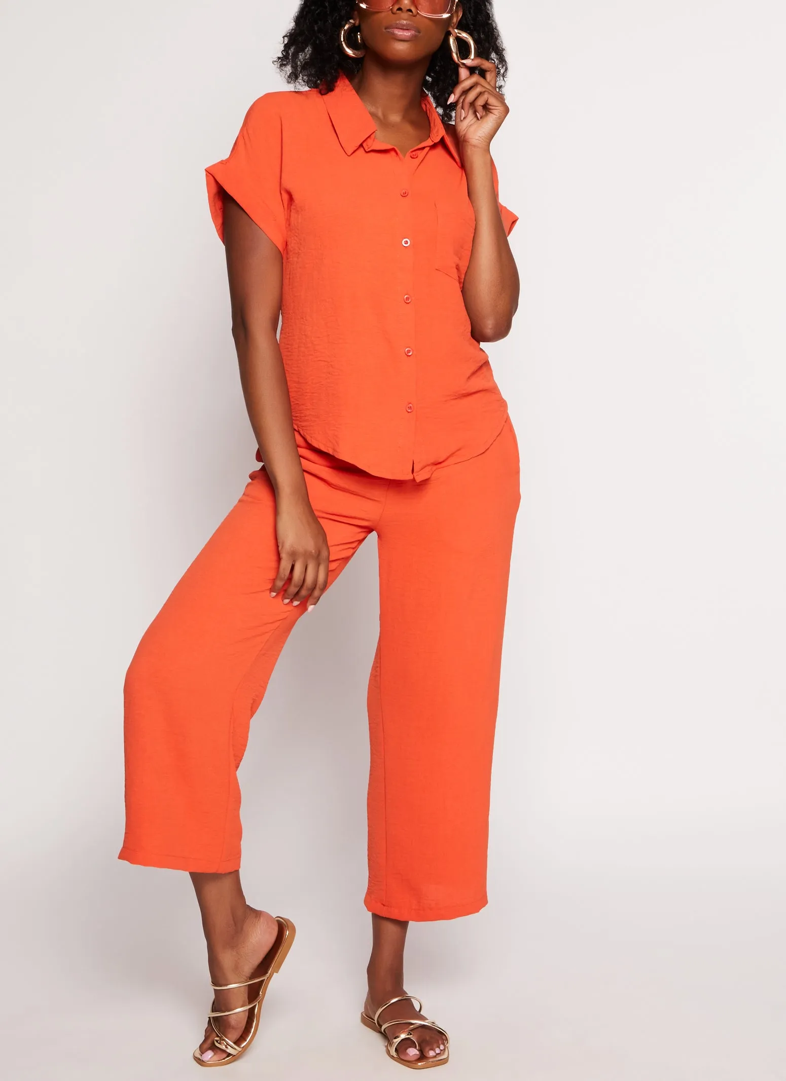 Airy Button Front Collar Shirt sold by Rainbow product image thumbnail 2