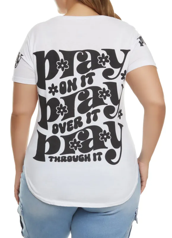 Plus Size Pray Graphic T Shirt sold by Rainbow