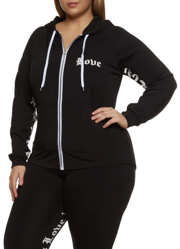 Plus Size Love Is Love Zip Front Hoodie sold by Rainbow