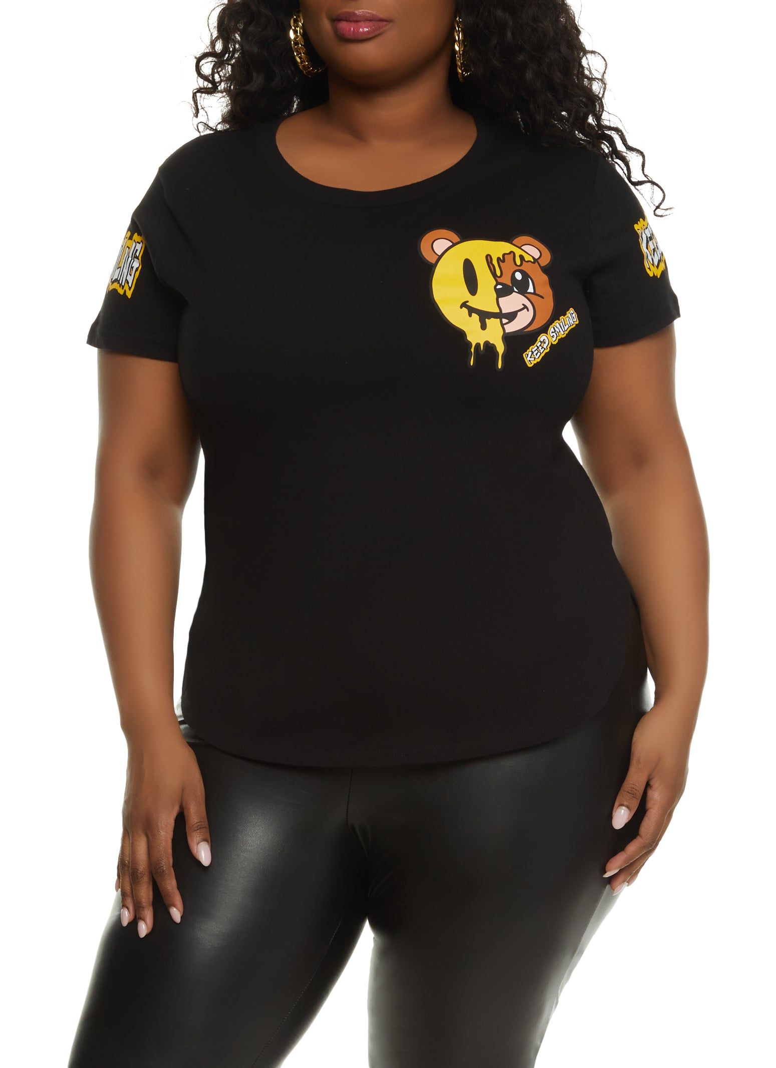 Plus Size Keep Smiling Bear Graphic Tee sold by Rainbow
