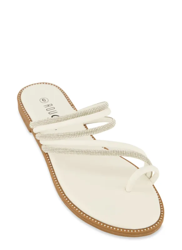 Rhinestone Studded Toe Loop Slide Sandals sold by Rainbow
