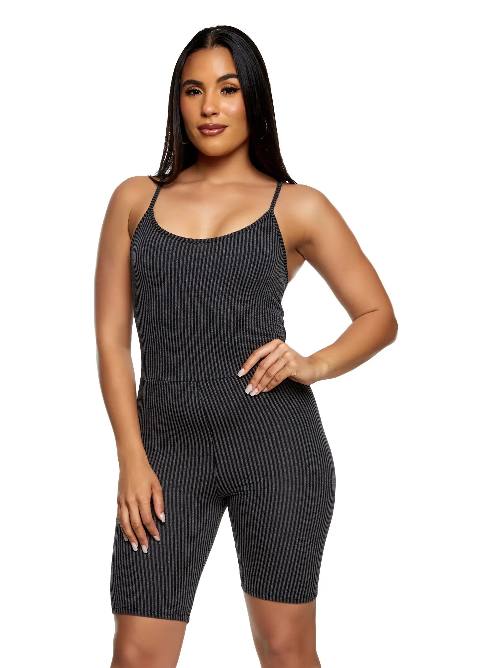 Rib Knit Cami Romper sold by Rainbow