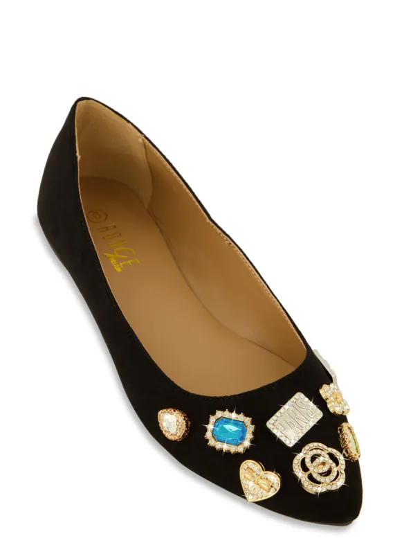 Rhinestone Embellished Pointed Toe Flats sold by Rainbow