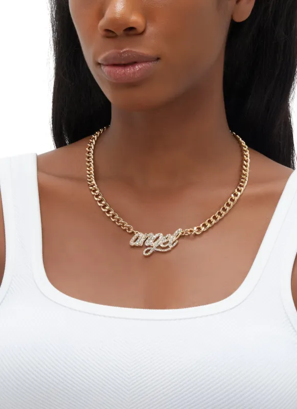 Angel Rhinestone Chain Necklace sold by Rainbow