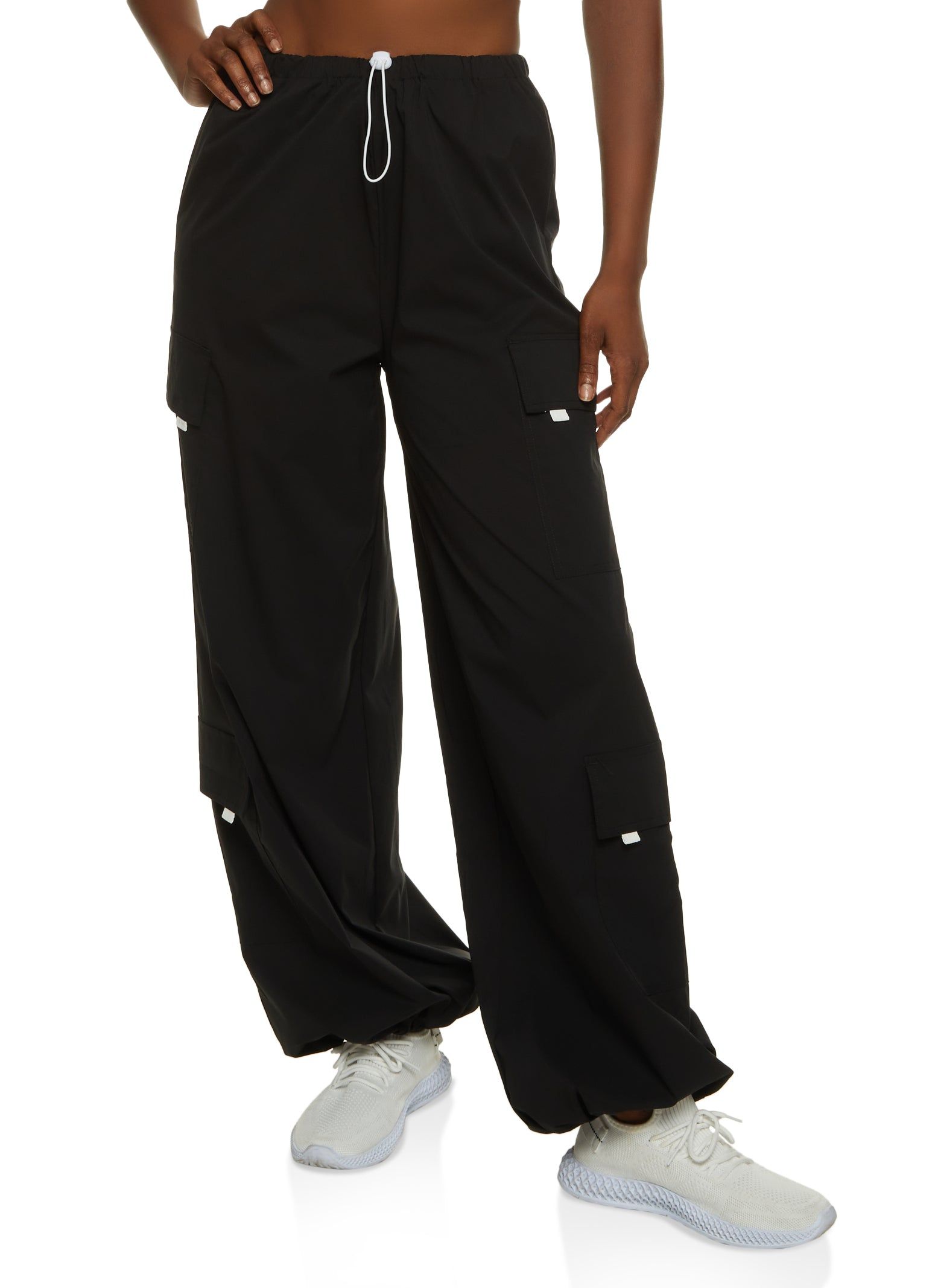 Toggle Drawstring Waist Parachute Pants sold by Rainbow