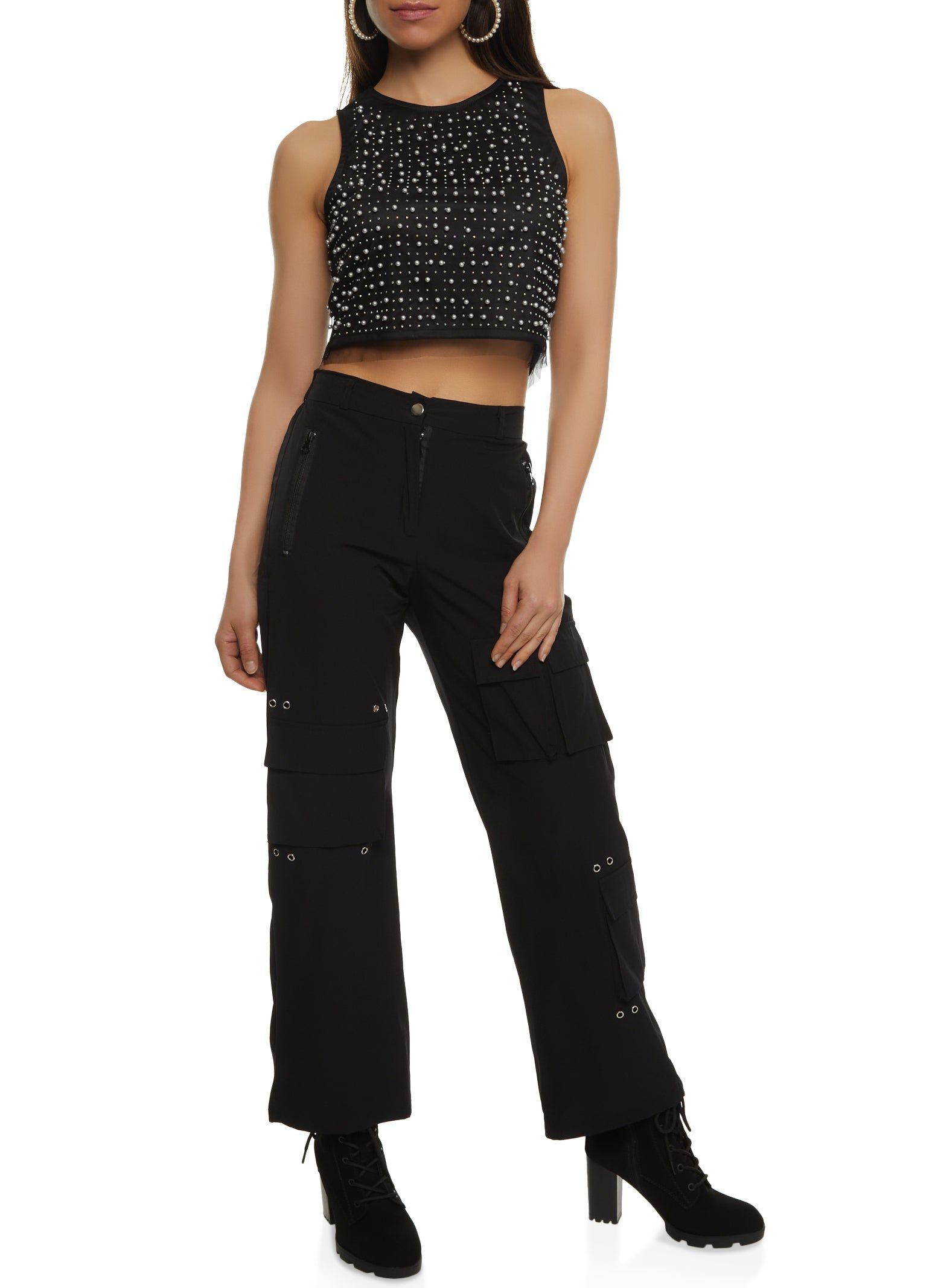 Nylon Wide Leg Cargo Pants sold by Rainbow product image thumbnail 2