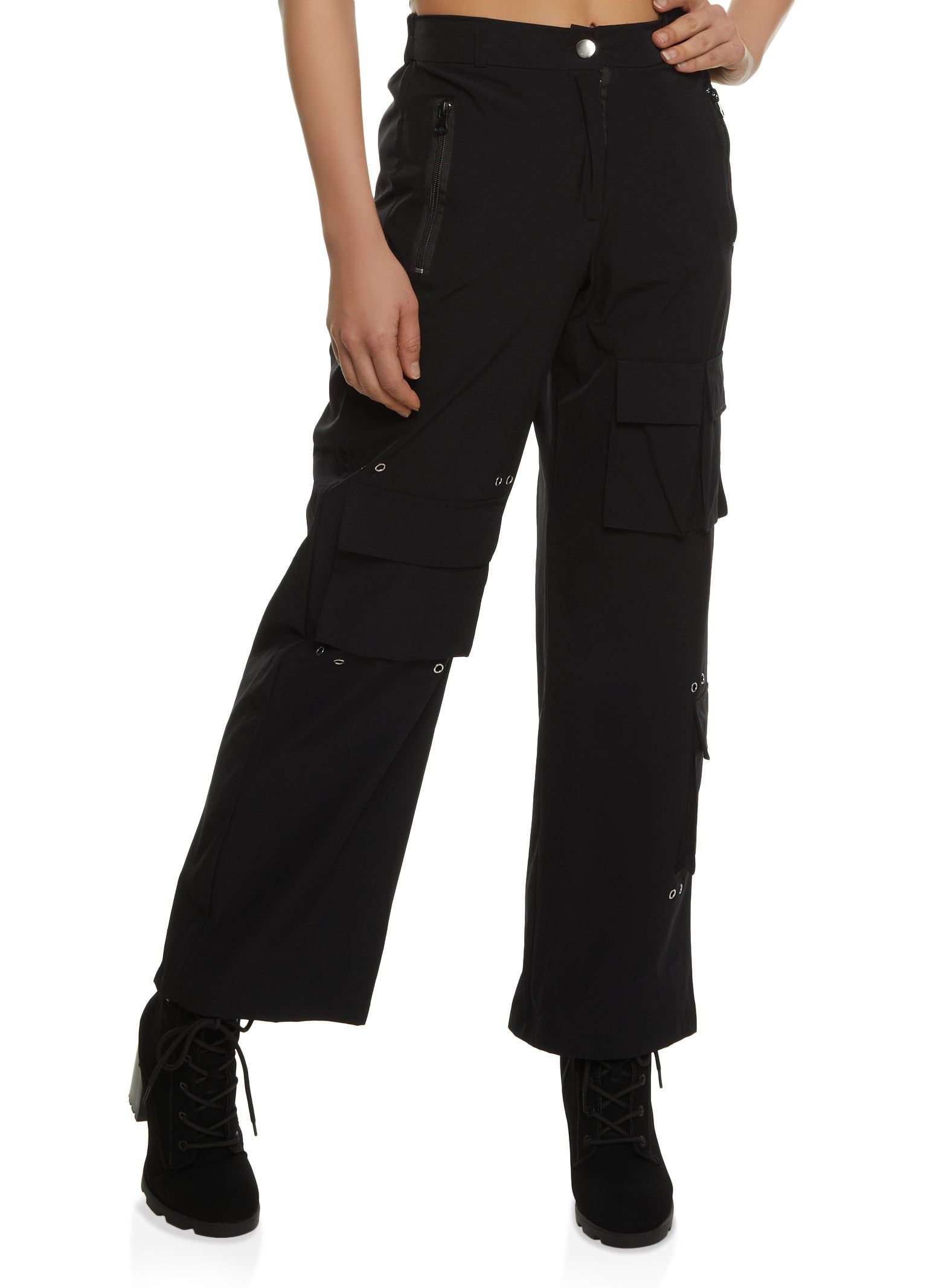 Nylon Wide Leg Cargo Pants sold by Rainbow
