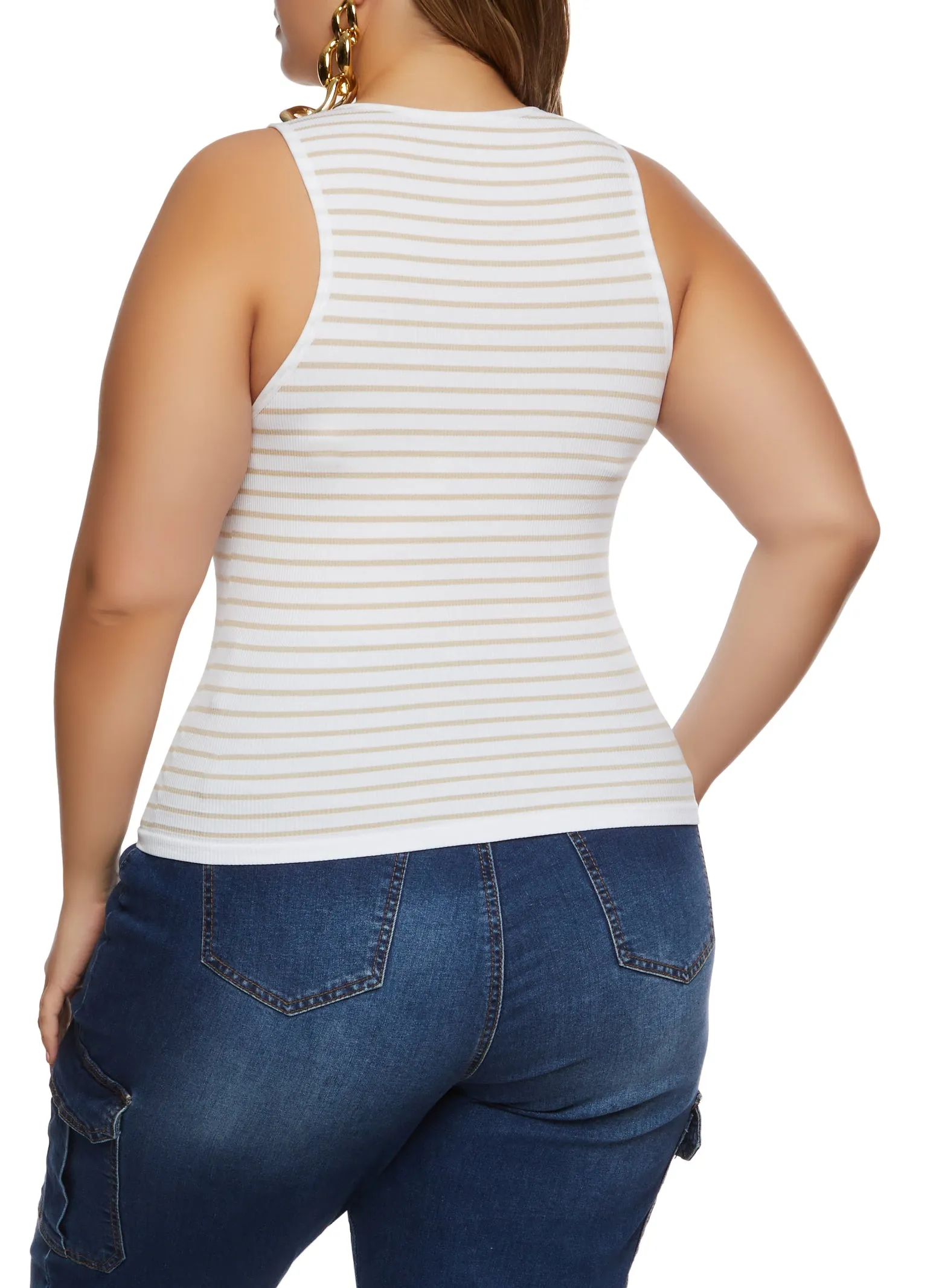 Plus Size Rib Knit Stripe Tank Top sold by Rainbow product image thumbnail 2