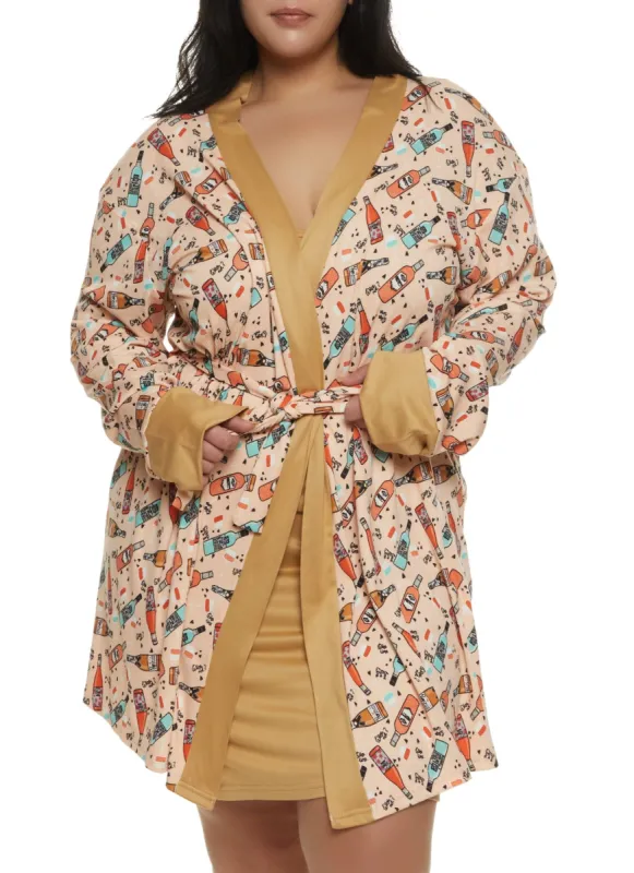 Plus Size Love Live Wine Nightgown and Printed Robe sold by Rainbow