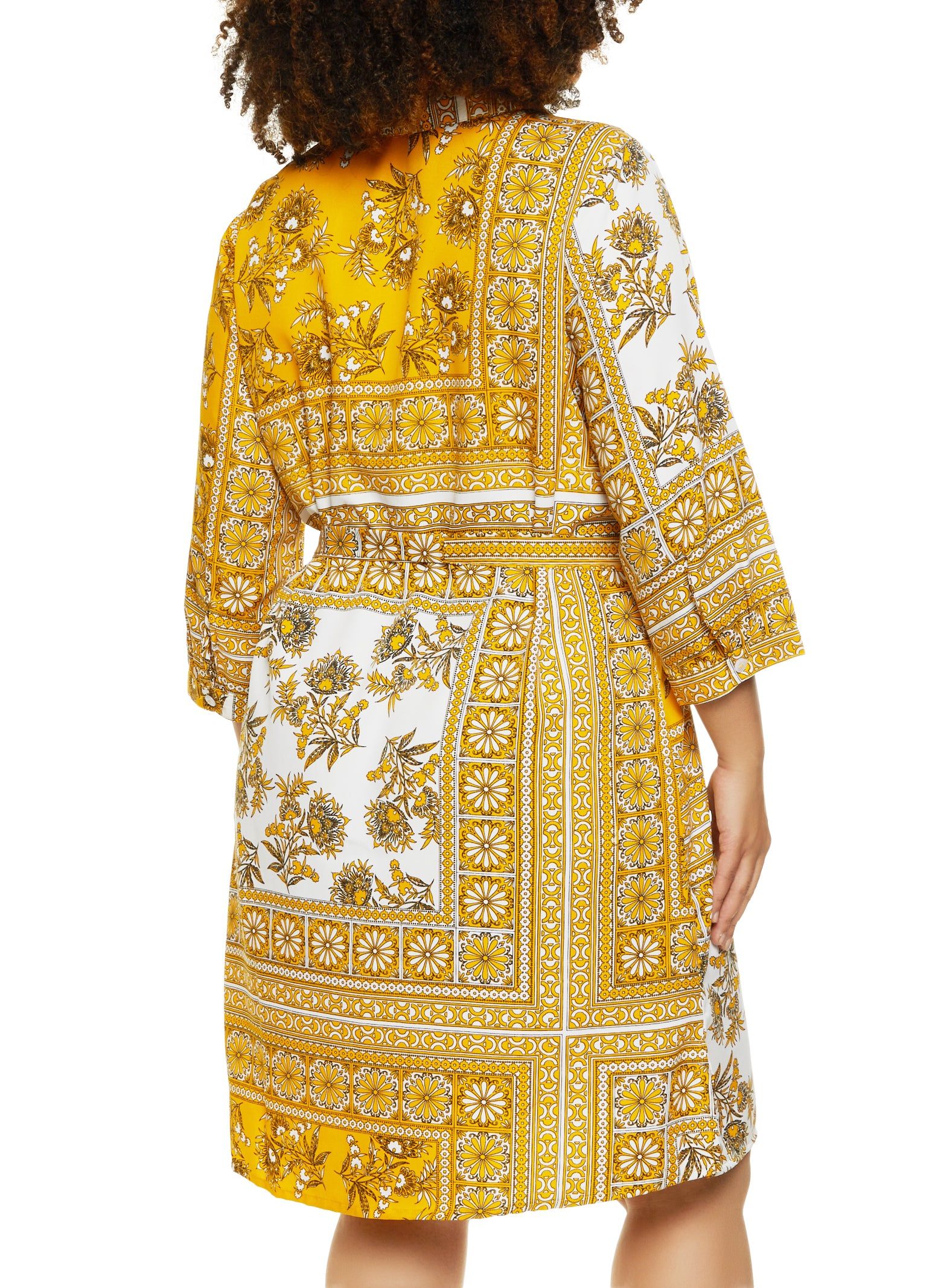 Plus Size Scarf Print Tie Waist Shirt Dress sold by Rainbow product image thumbnail 3