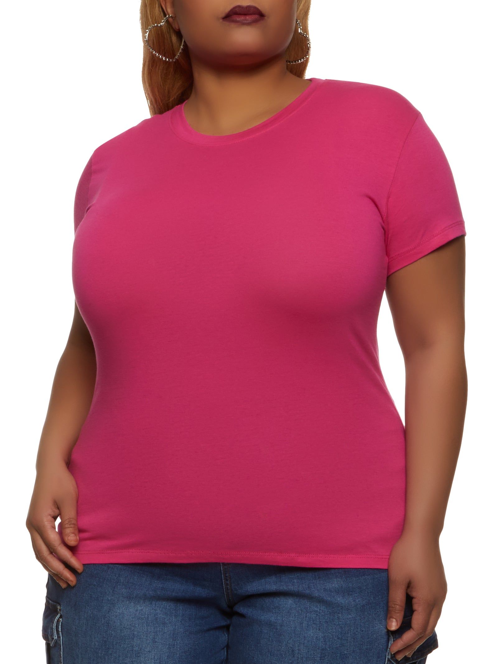 Plus Size Short Sleeve Crew Neck Tee sold by Rainbow