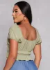 Linen Tie Front Peasant Top sold by Rainbow