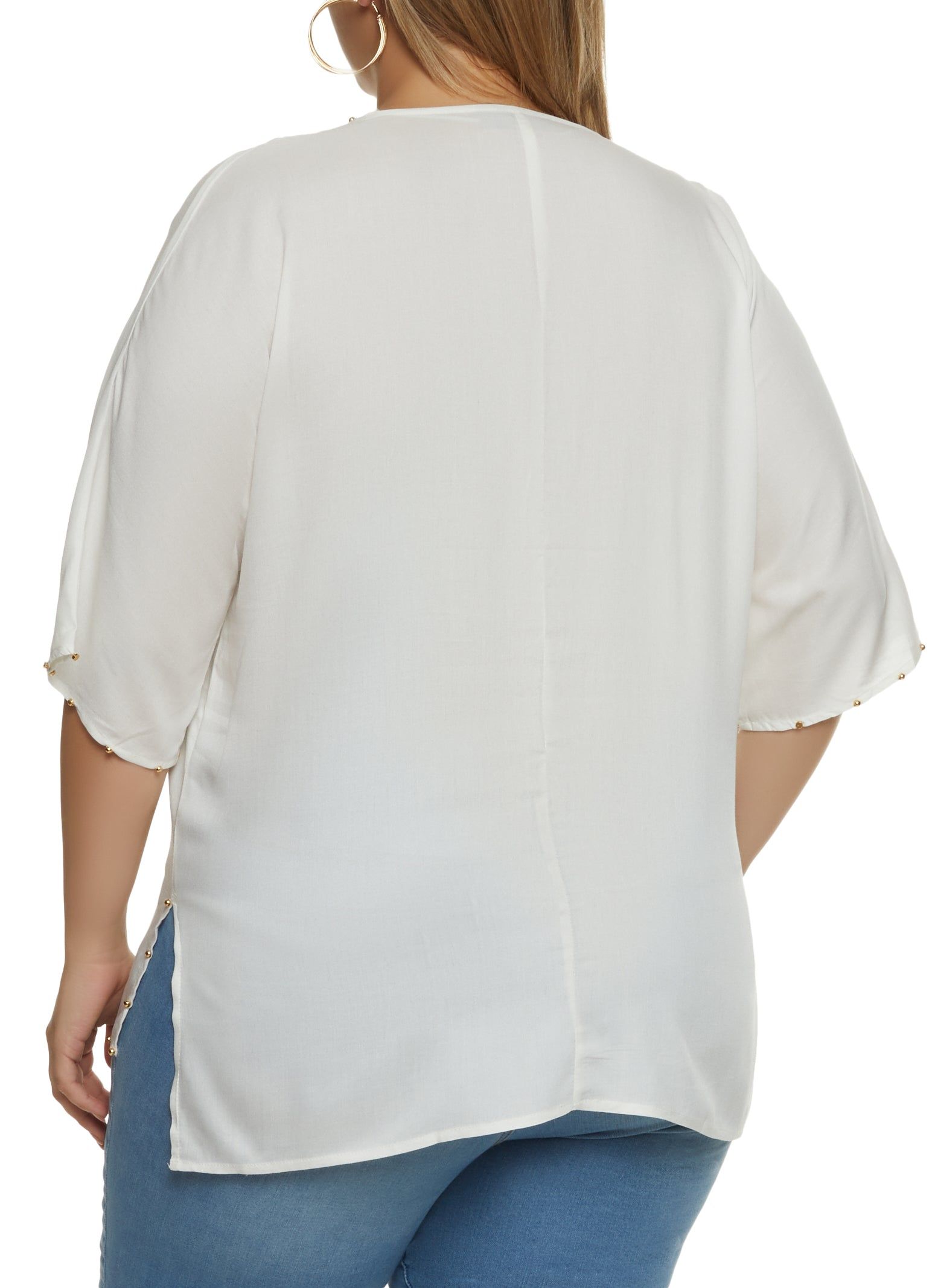 Plus Size Studded Trim Keyhole Front Top sold by Rainbow product image thumbnail 2