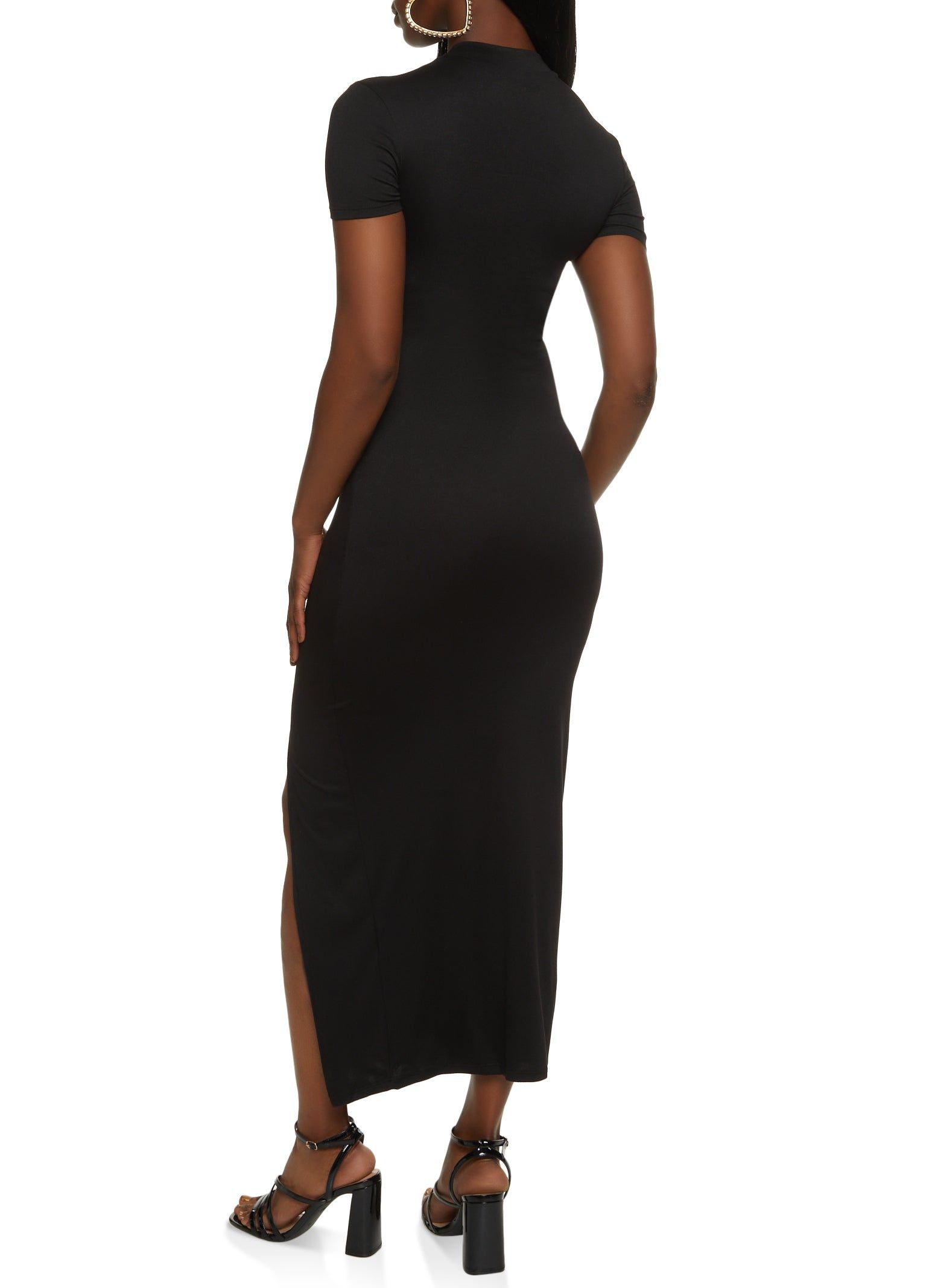 Mock Neck Front Slit Maxi Dress sold by Rainbow product image thumbnail 3