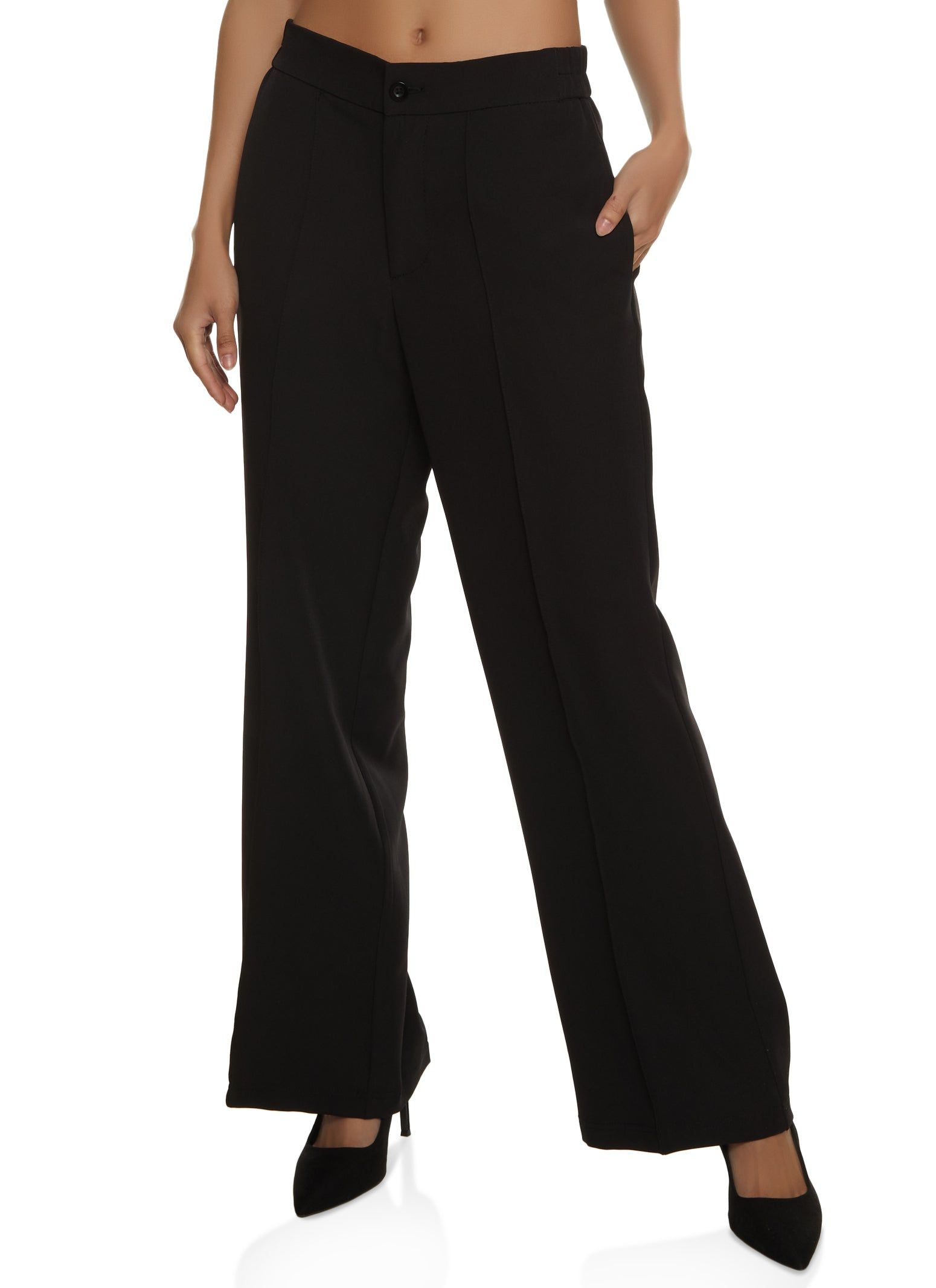 Crepe Knit Pintuck Wide Leg Pants sold by Rainbow