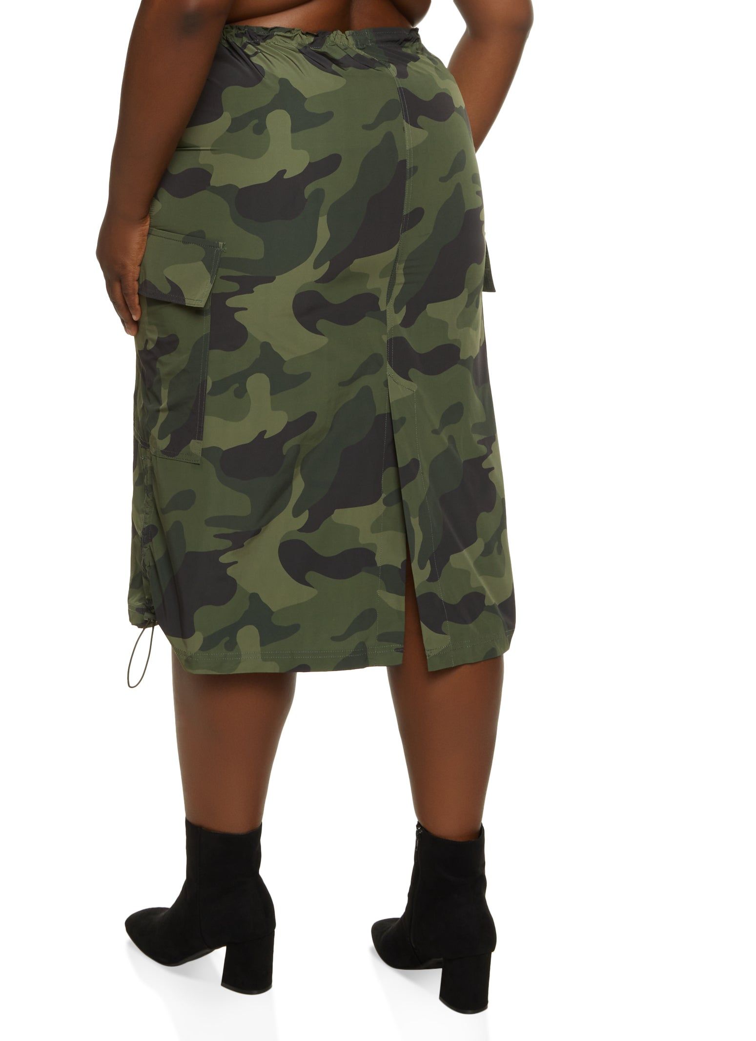 Plus Size Nylon Cargo Pocket Maxi Skirt sold by Rainbow product image thumbnail 3