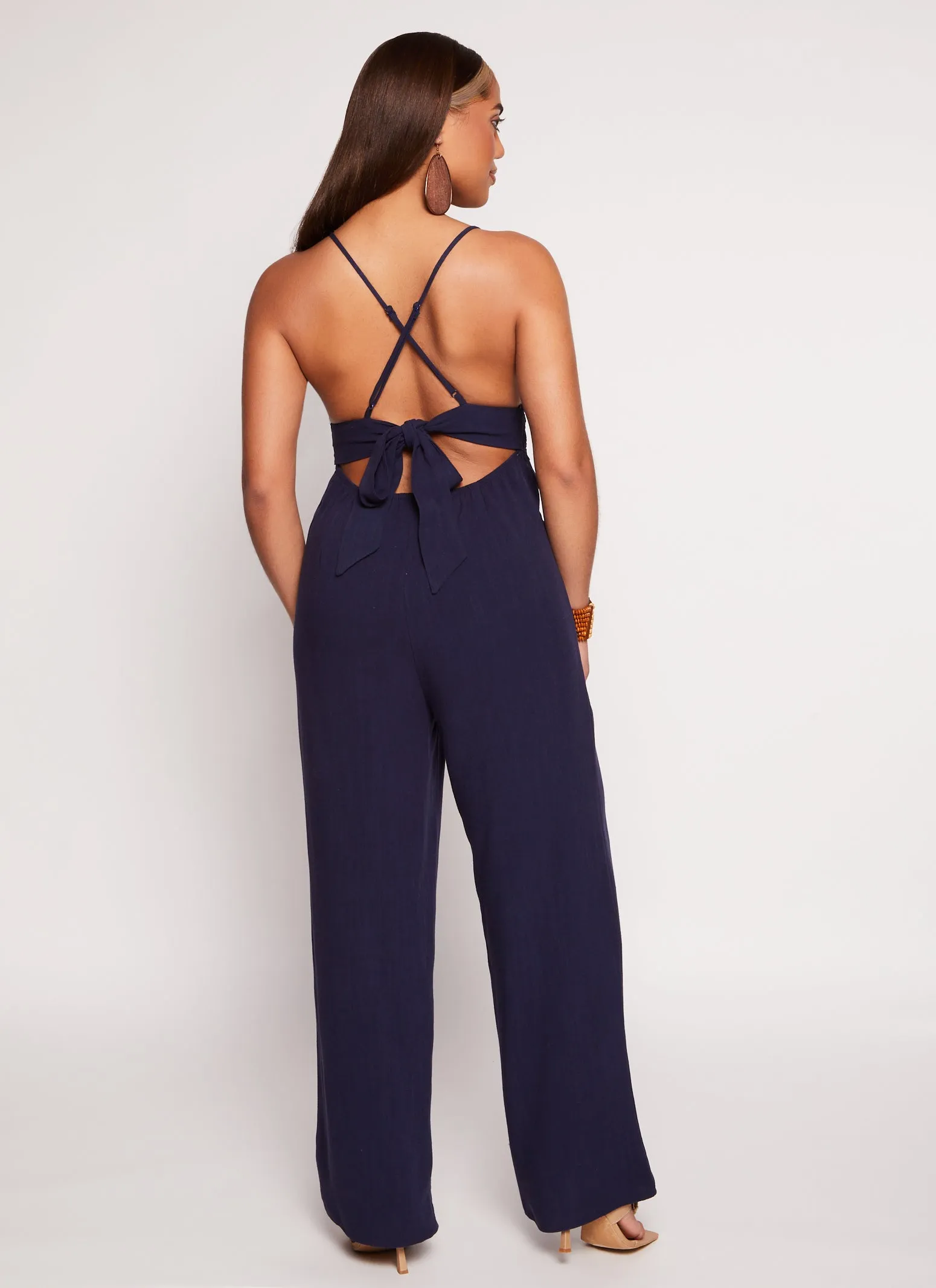 Linen Lace Detail Criss Cross Back Jumpsuit sold by Rainbow product image thumbnail 3