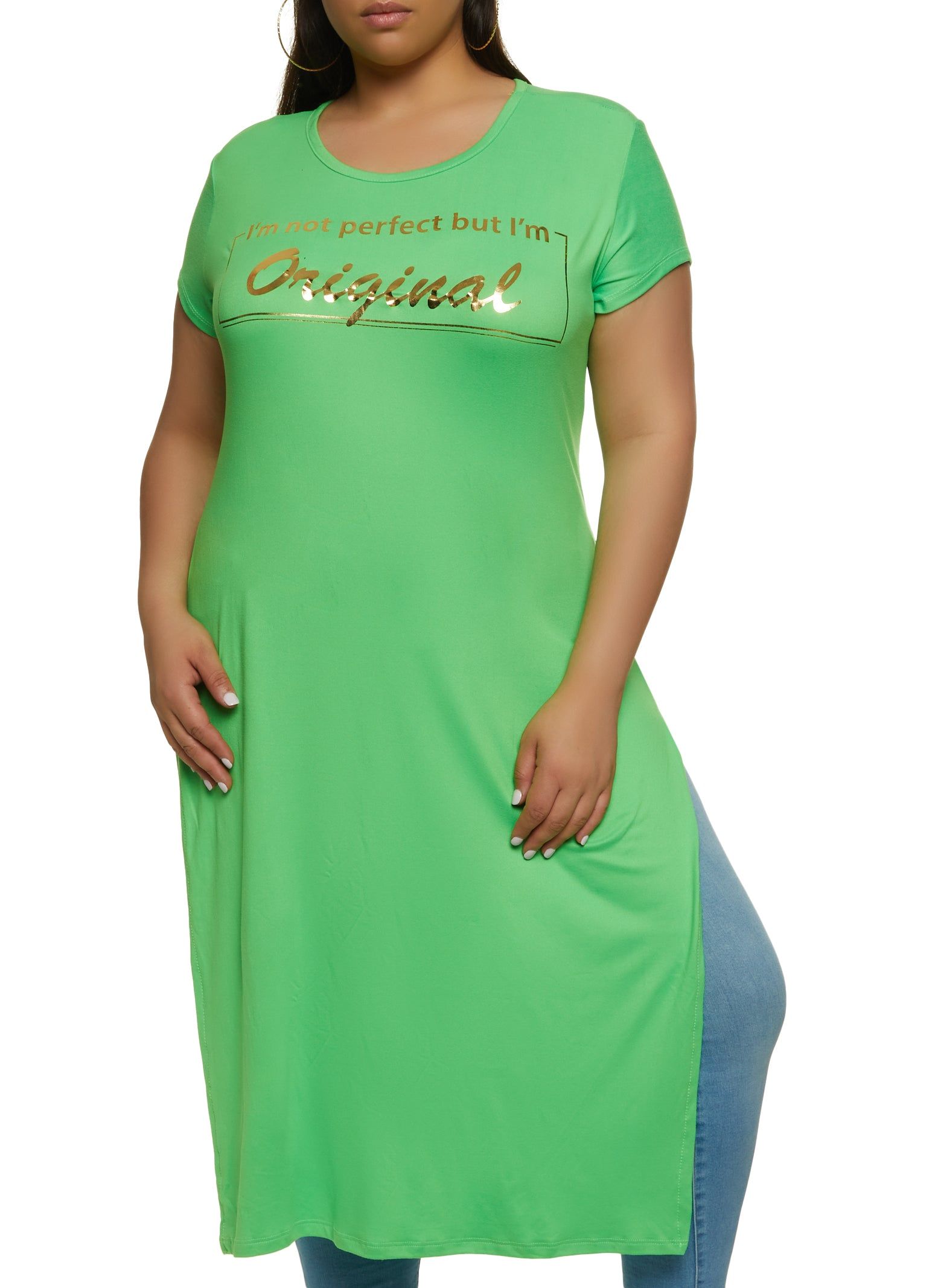 Plus Size Foil Im Not Perfect But Im Original Maxi Tee sold by Rainbow