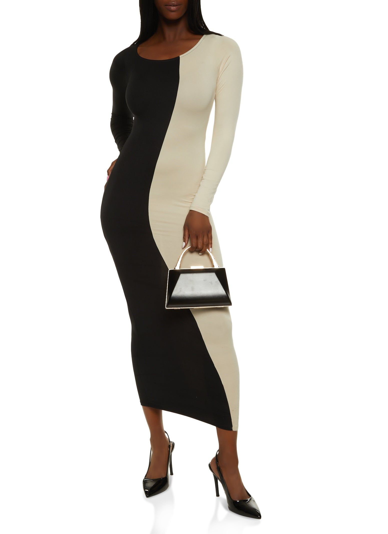 Color Block Scoop Neck Maxi Dress sold by Rainbow