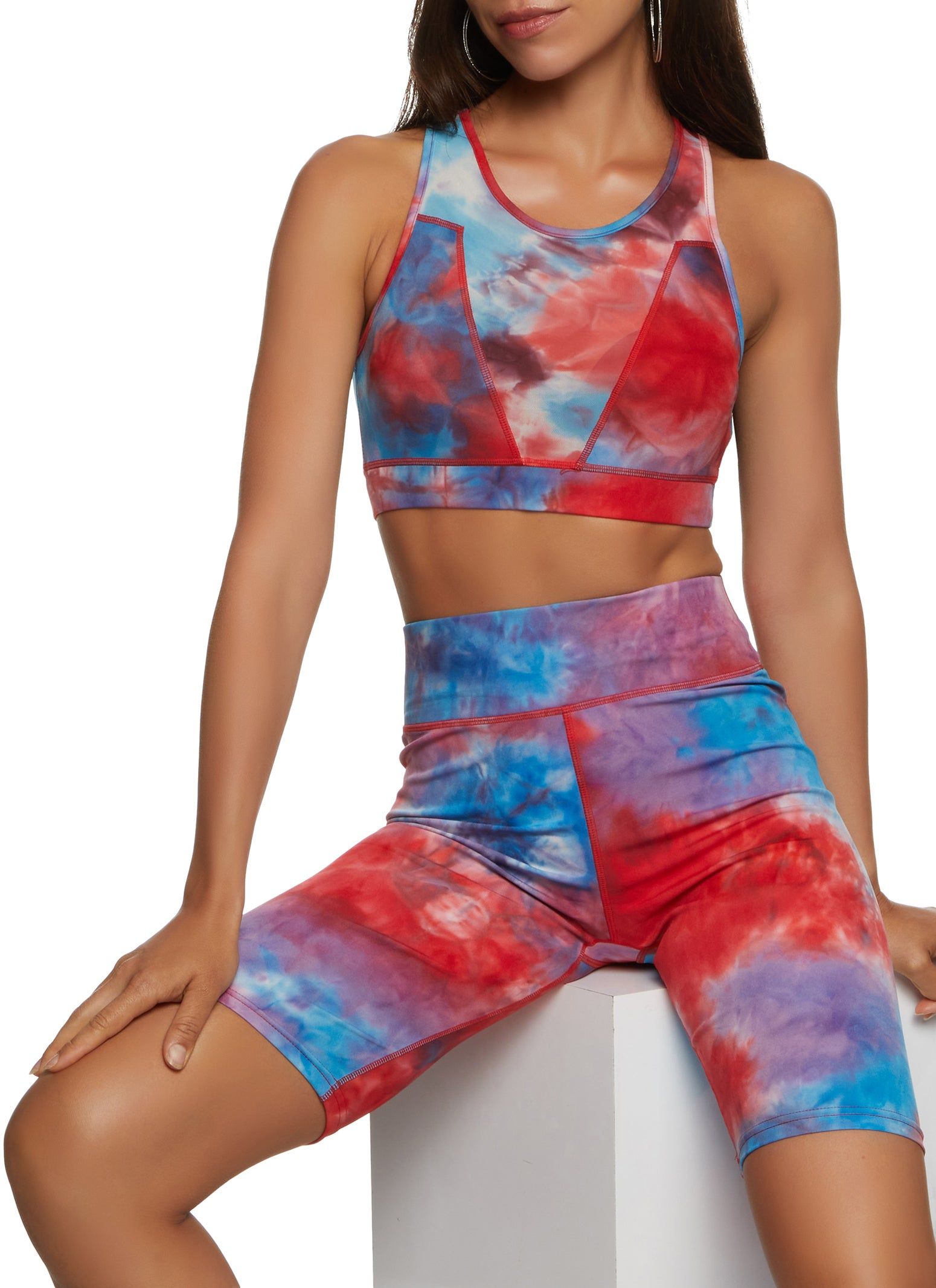 Tie Dye Active Tank Top and Biker Shorts Set sold by Rainbow