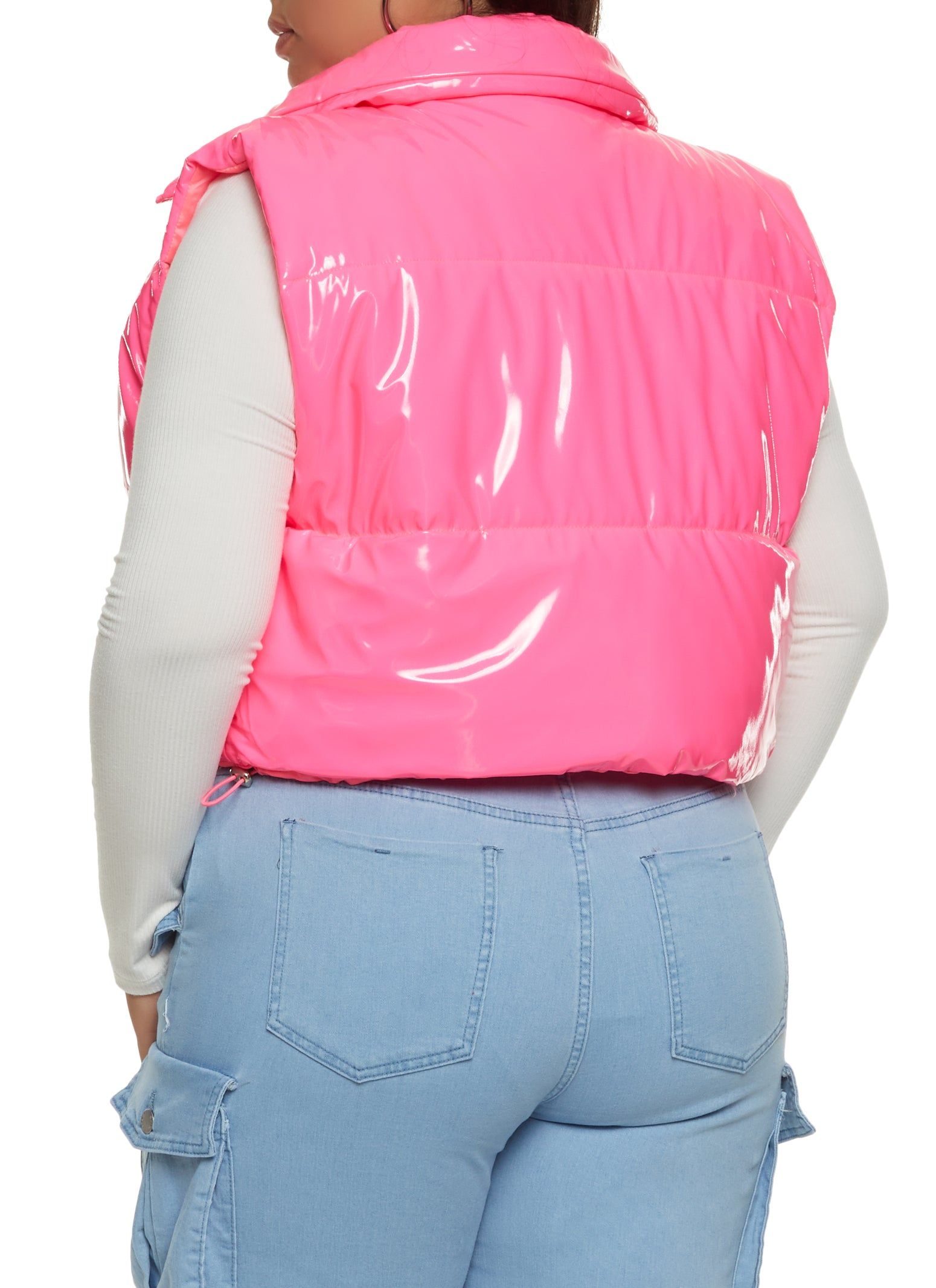 Plus Size Faux Patent Leather Puffer Vest sold by Rainbow product image thumbnail 2