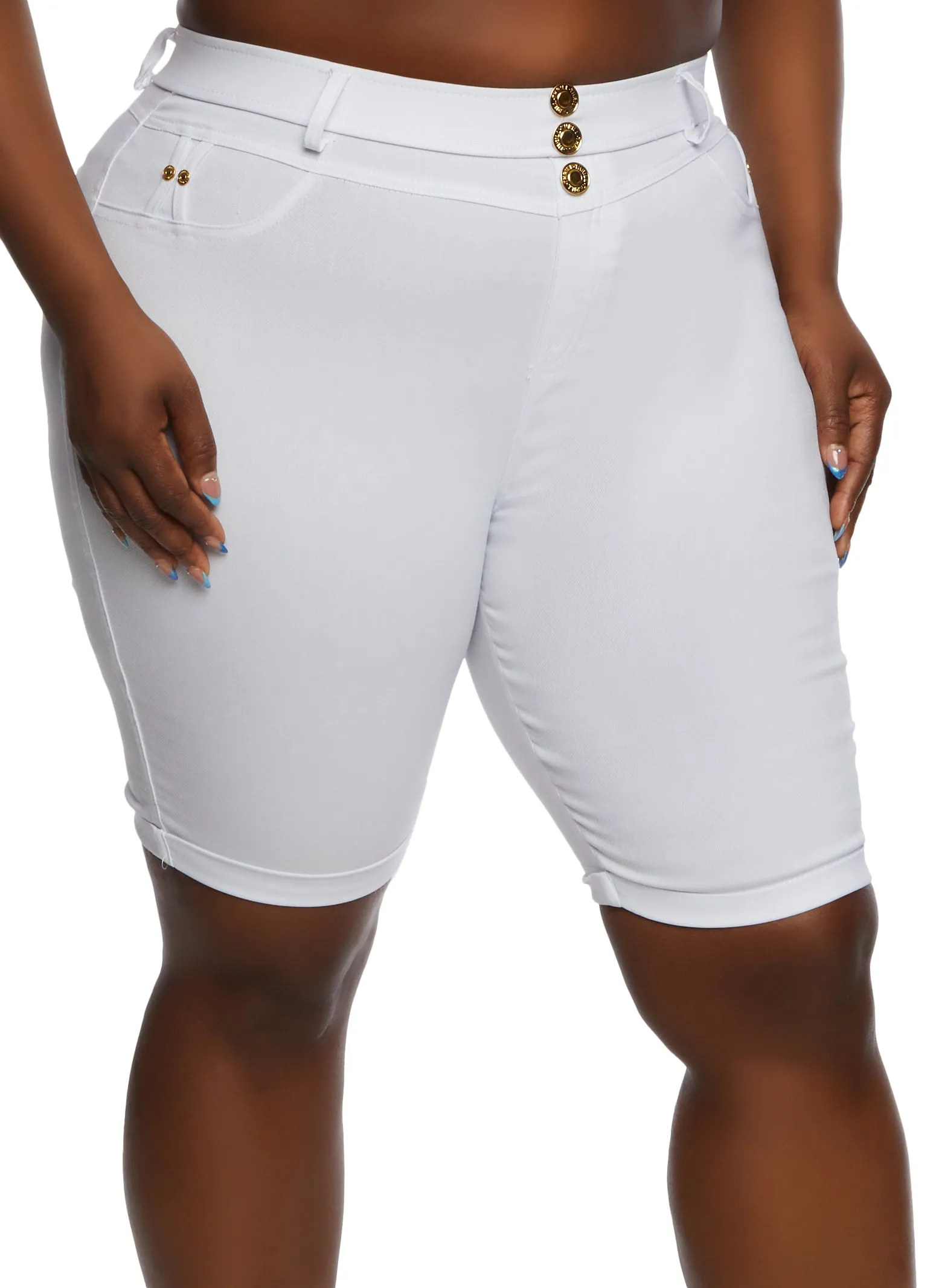 Plus Size Triple Button High Waist Capri Pants sold by Rainbow product image thumbnail 2