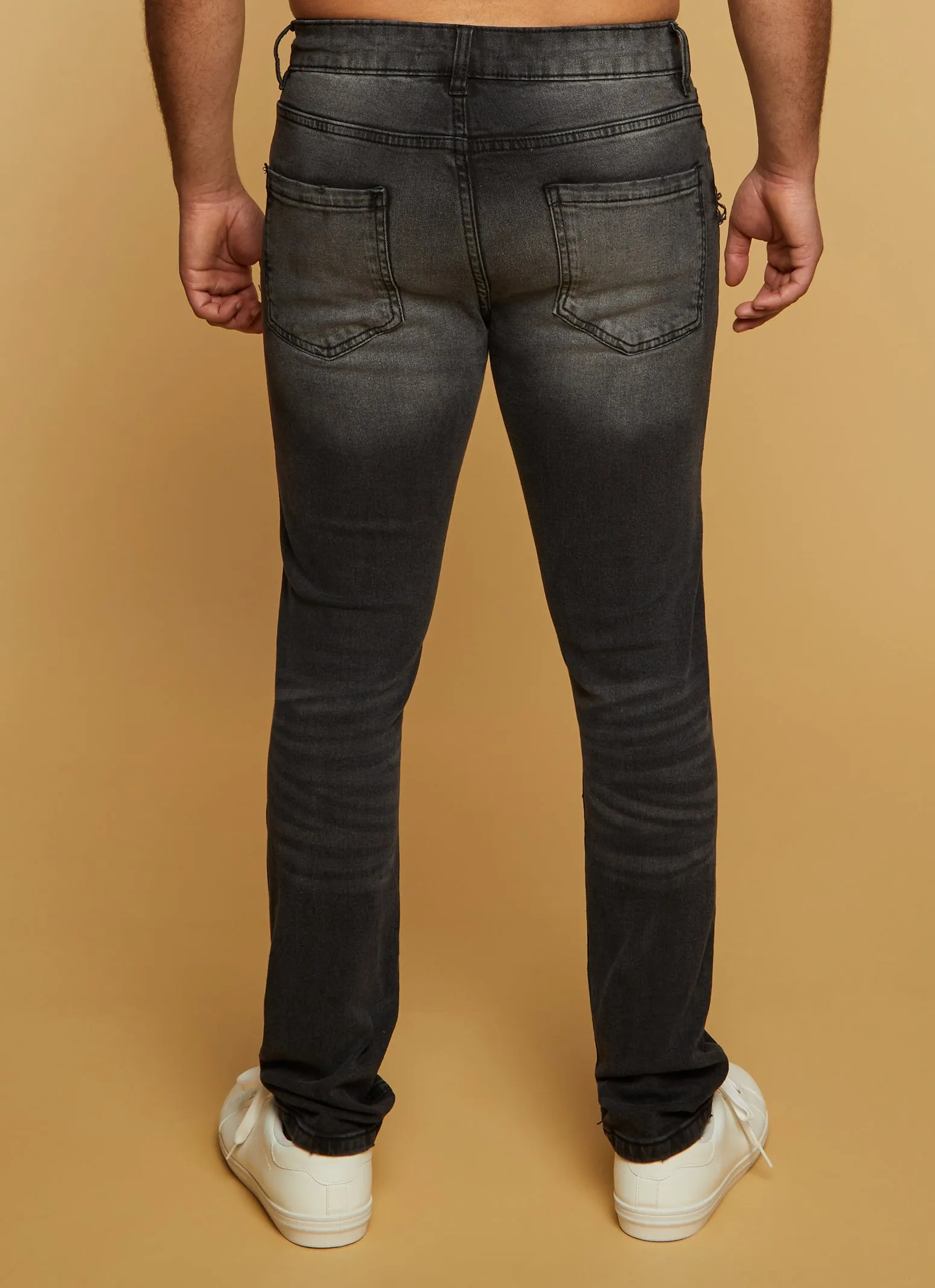 Mens Acid Wash Patch and Repair Skinny Jeans sold by Rainbow product image thumbnail 3