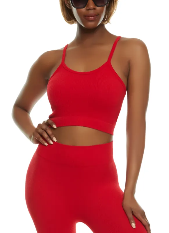 Ribbed Knit Seamless Sleeveless Crop Top sold by Rainbow