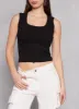 Ribbed Knit Square Neck Cropped Tank Top sold by Rainbow
