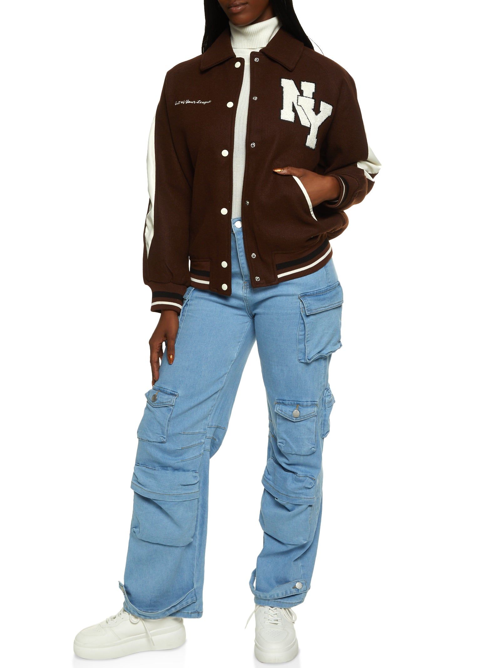 Collared NY Chenille Patch Varsity Jacket sold by Rainbow product image thumbnail 2