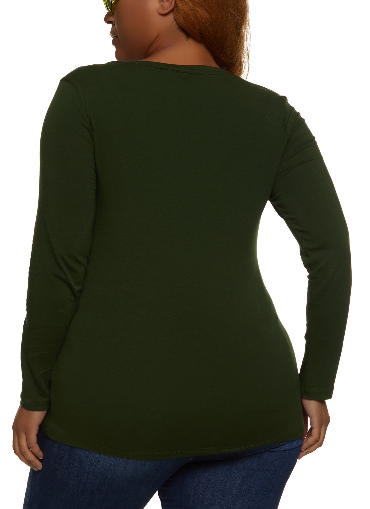 Plus Size Basic V Neck Long Sleeve Tee sold by Rainbow product image thumbnail 2