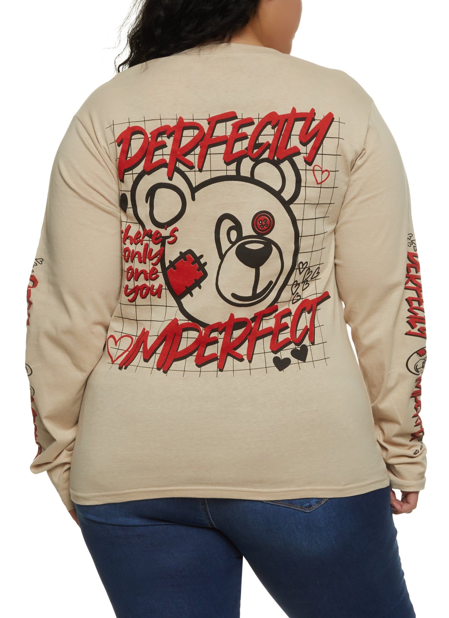 Plus Size Perfectly Imperfect Bear Graphic Long Sleeve Tee sold by Rainbow product image thumbnail 2