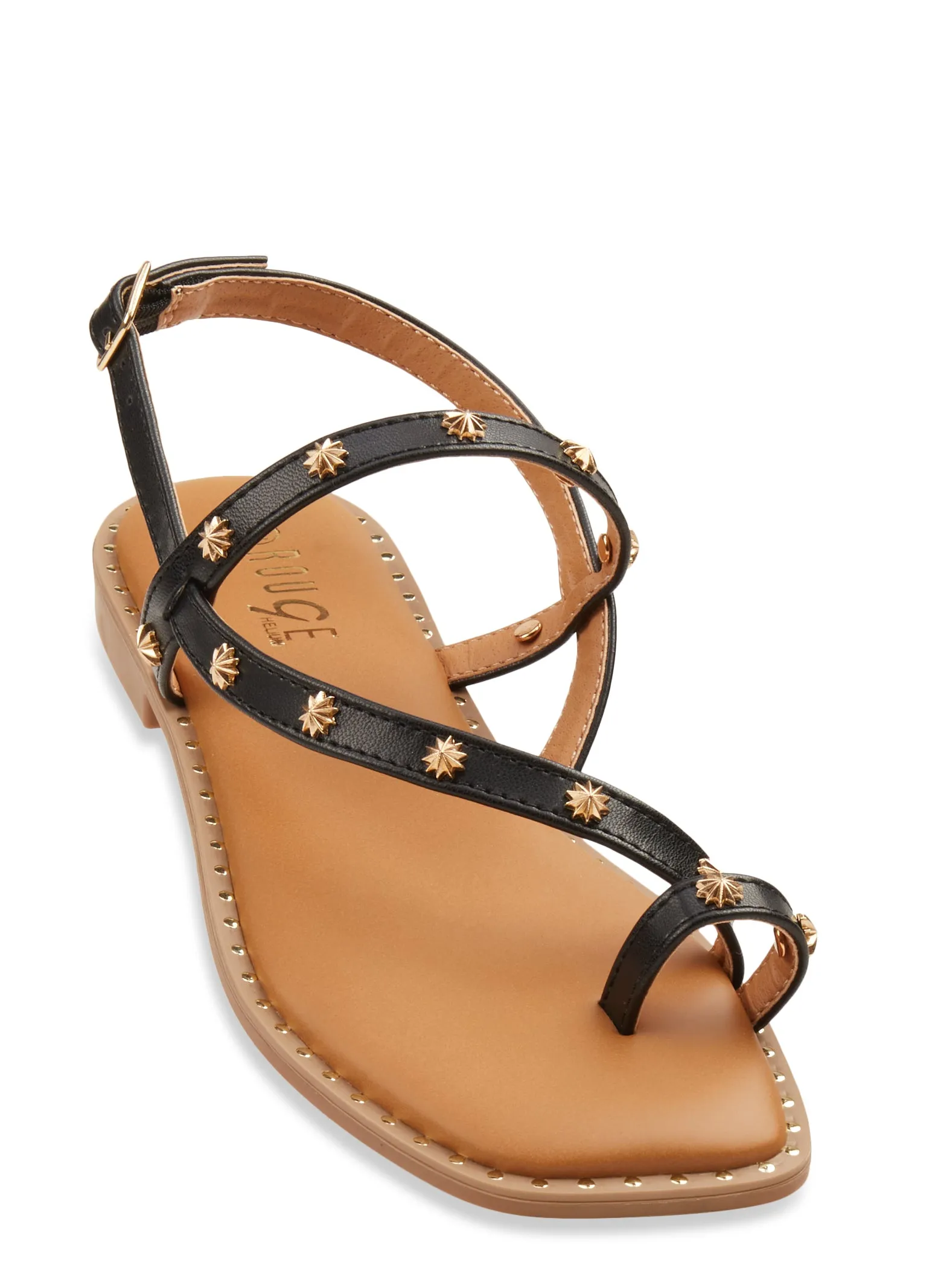 Studded Buckle Strap Toe Loop Sandals sold by Rainbow