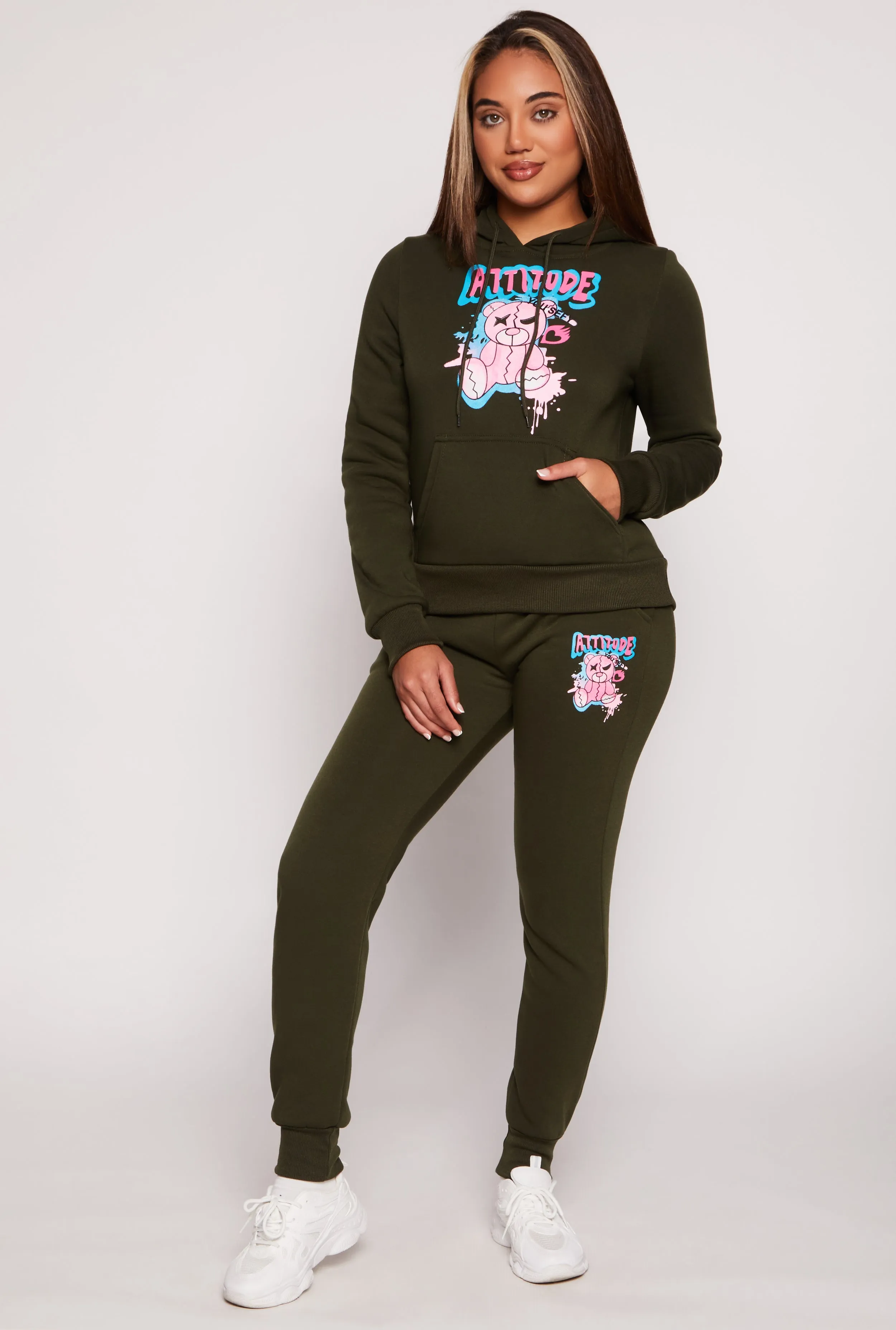 Attitude Bear Graphic Pullover Hoodie sold by Rainbow product image thumbnail 2