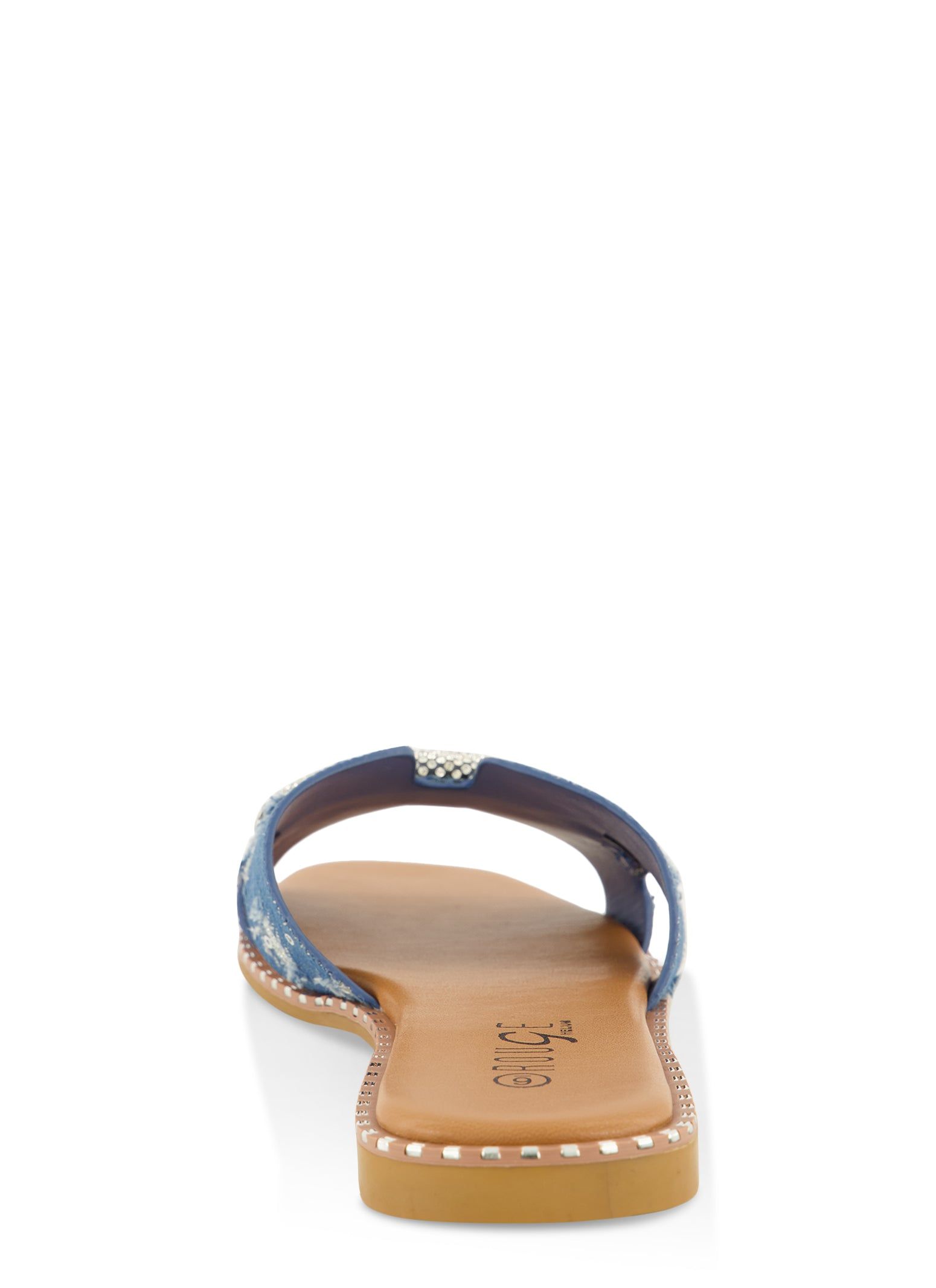 Studded Trim Rhinestone Cut Out Band Slide Sandals sold by Rainbow product image thumbnail 3