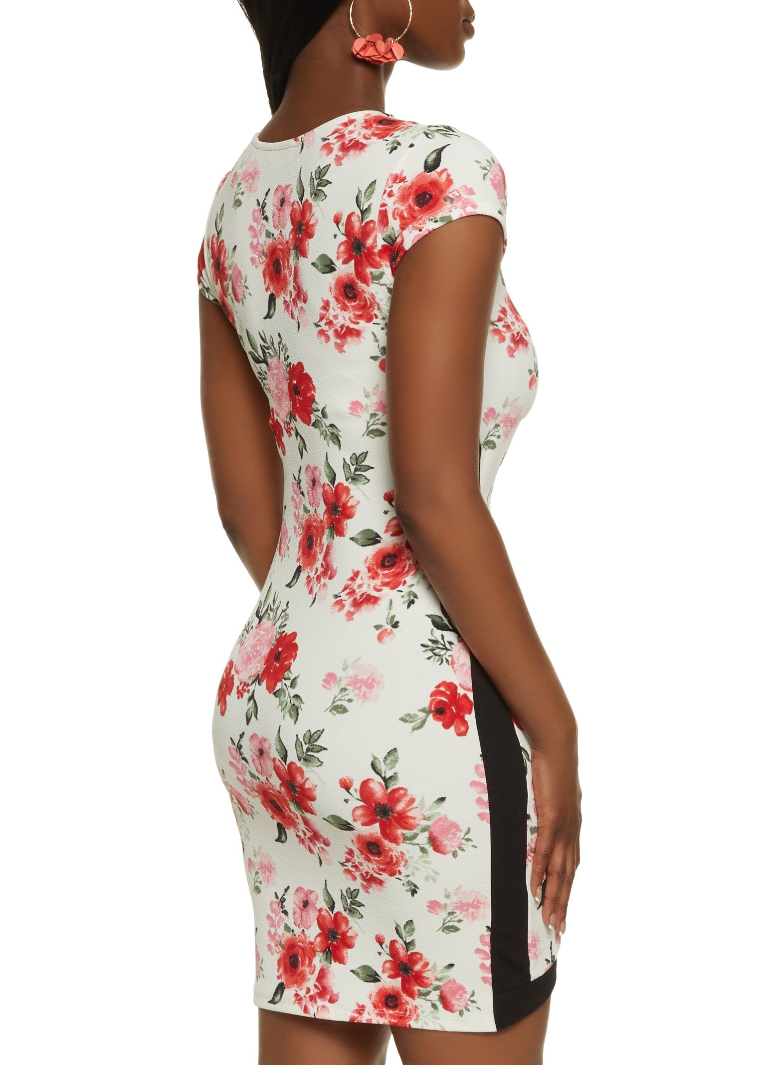 Floral Print Contrast Trim Tulip Hem Dress sold by Rainbow product image thumbnail 3