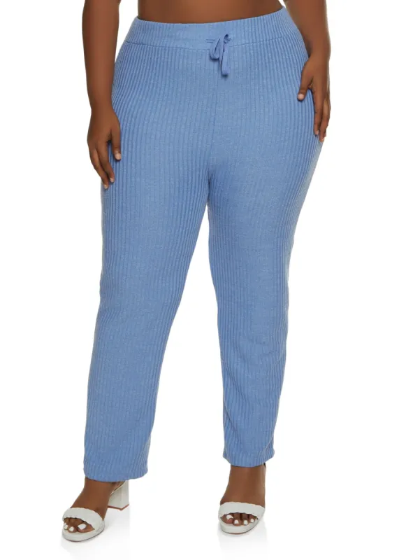 Plus Size Ribbed Wide Leg Pants sold by Rainbow