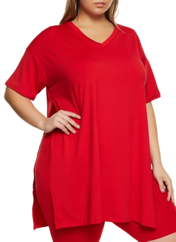 Plus Size Daisy Side Slit Oversized Tee sold by Rainbow