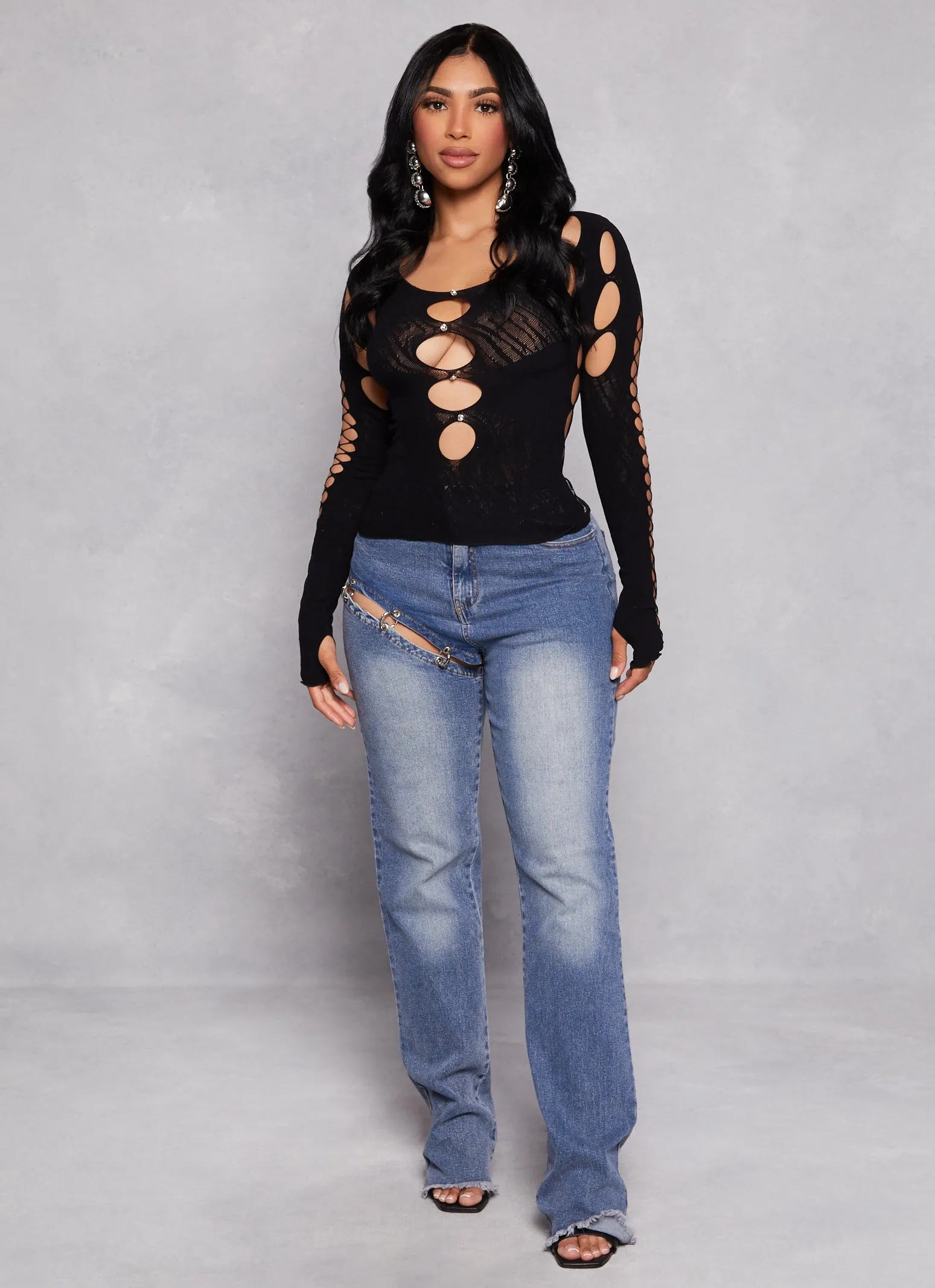 Seamless Fishnet Detail Cut Out Top sold by Rainbow product image thumbnail 2