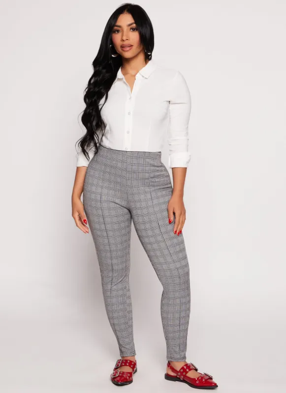 Plaid High Waist Pull On Pants sold by Rainbow