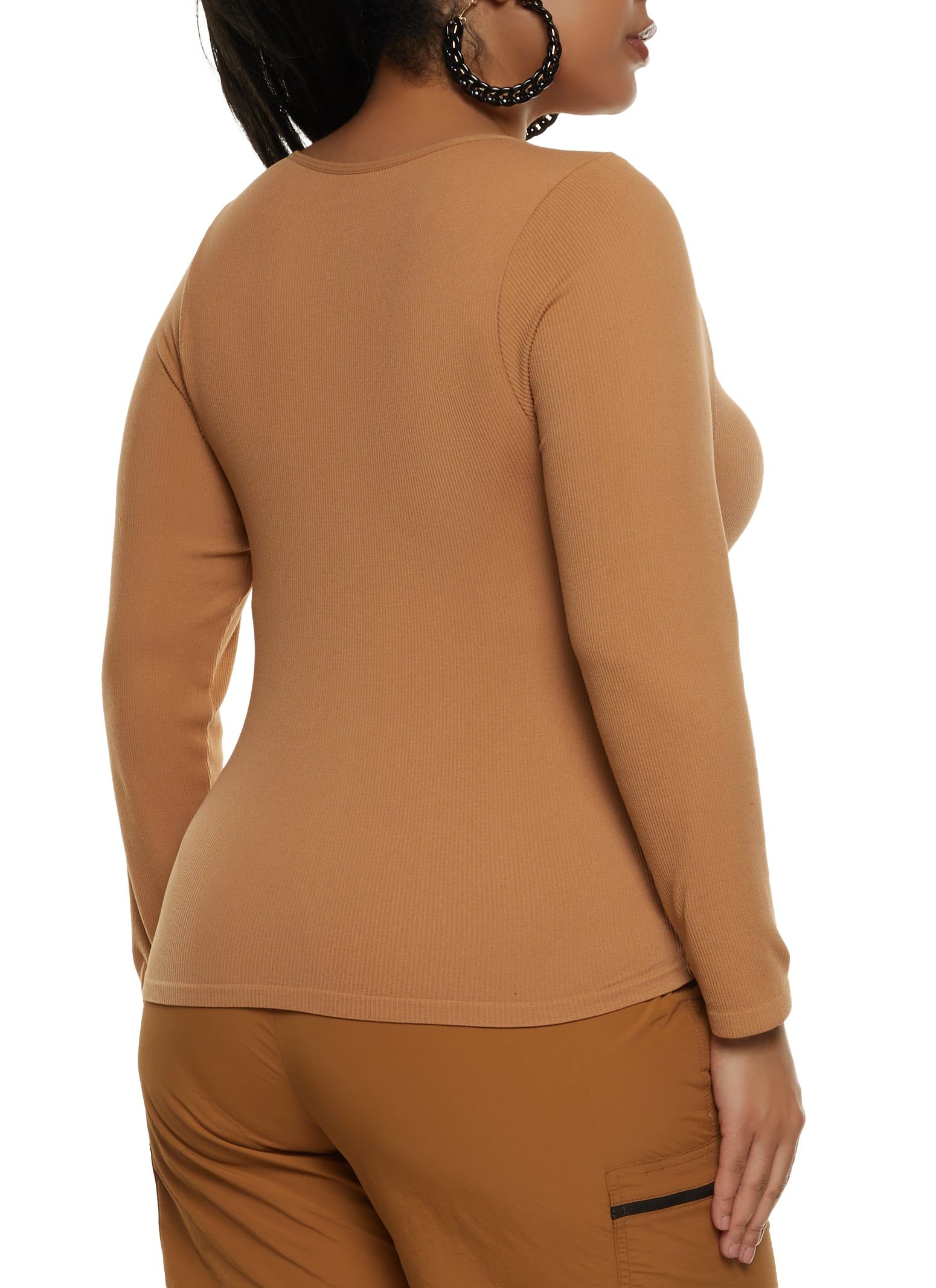 Plus Size Seamless Long Sleeve V Neck Tee sold by Rainbow product image thumbnail 2