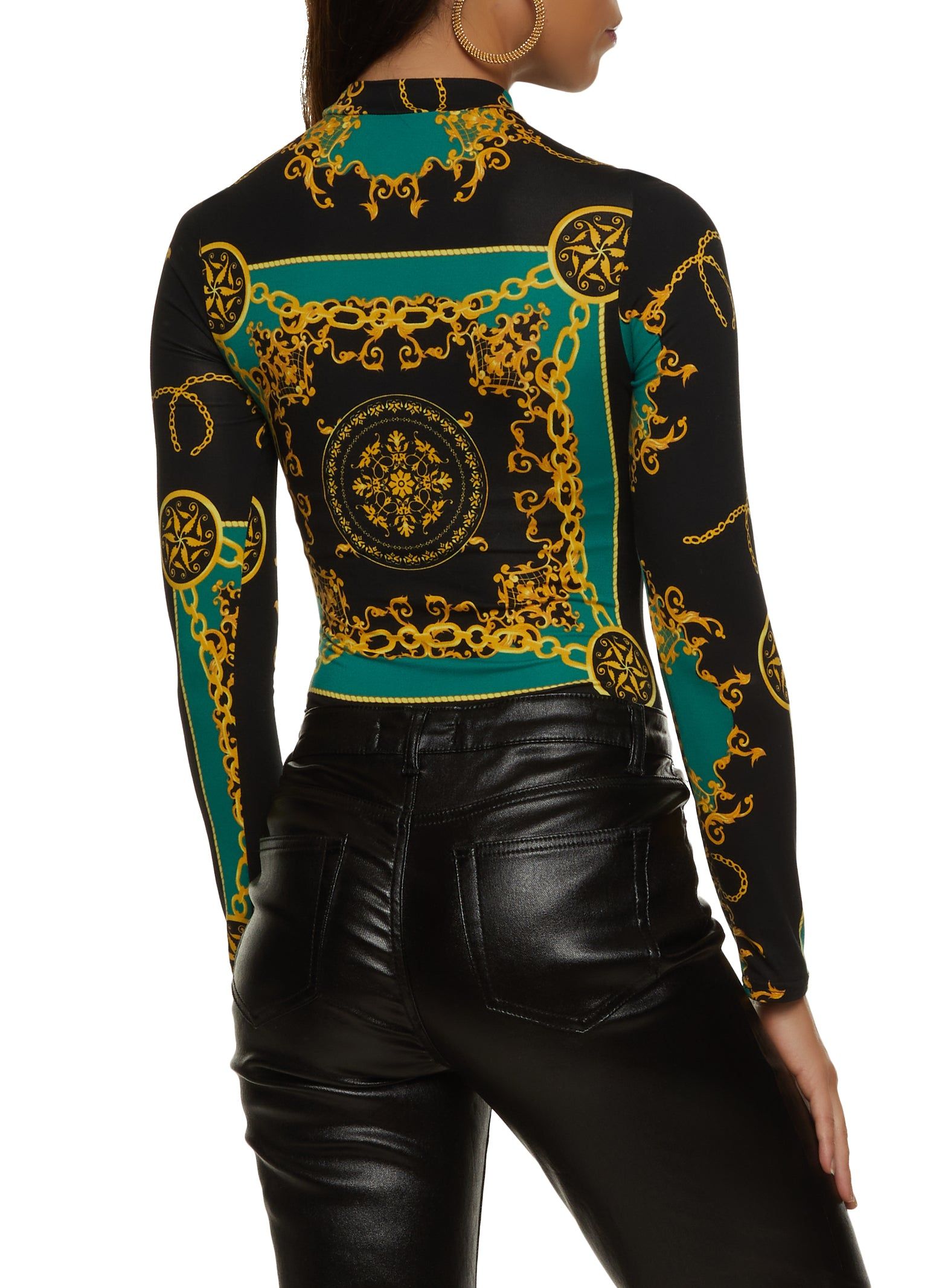 Baroque Print Long Sleeve Bodysuit sold by Rainbow product image thumbnail 3