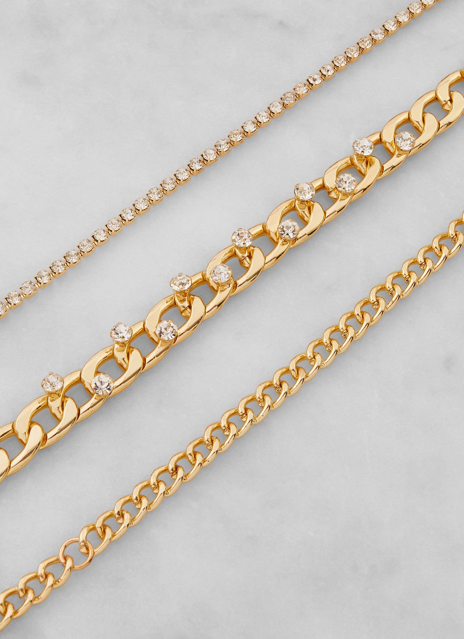Rhinestone Curb Chain Anklet Trio sold by Rainbow product image thumbnail 2