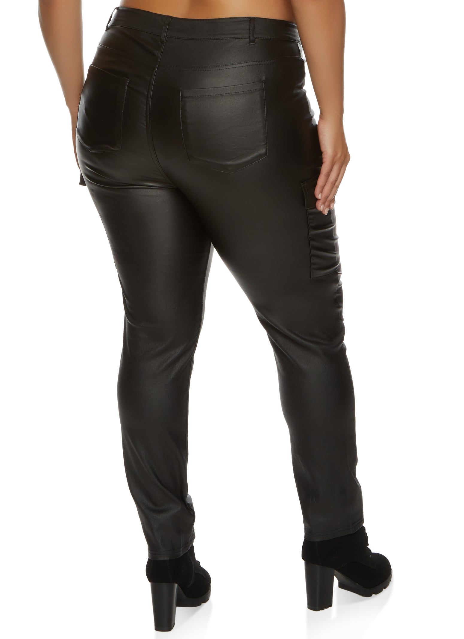 Plus Size Faux Leather Cargo Pocket Pants sold by Rainbow product image thumbnail 3