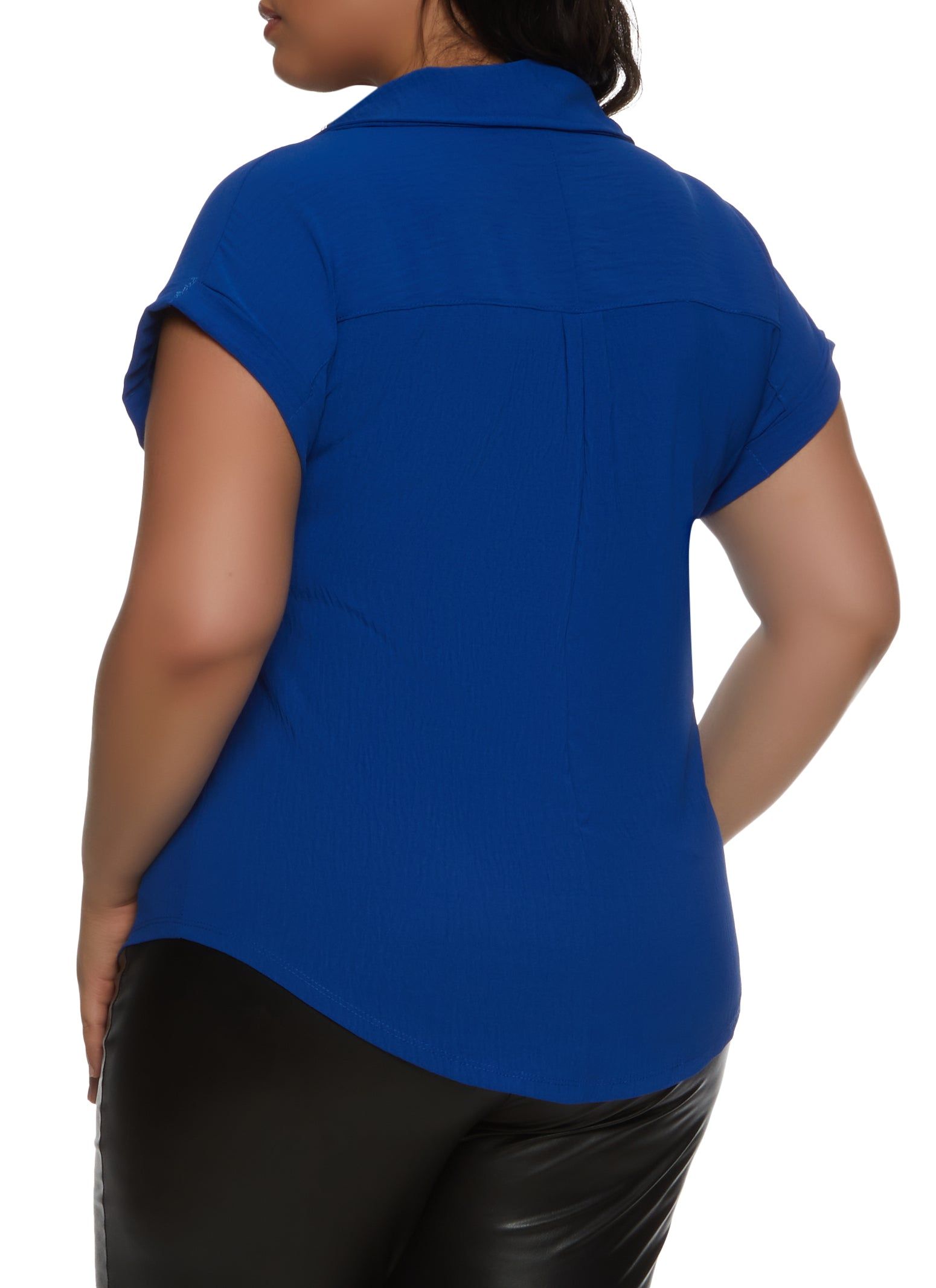 Plus Size Button Front Cap Sleeve Shirt sold by Rainbow product image thumbnail 2