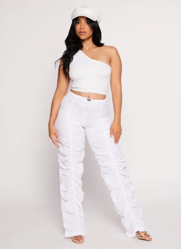 Nylon Toggle Drawstring Stacked Pants sold by Rainbow