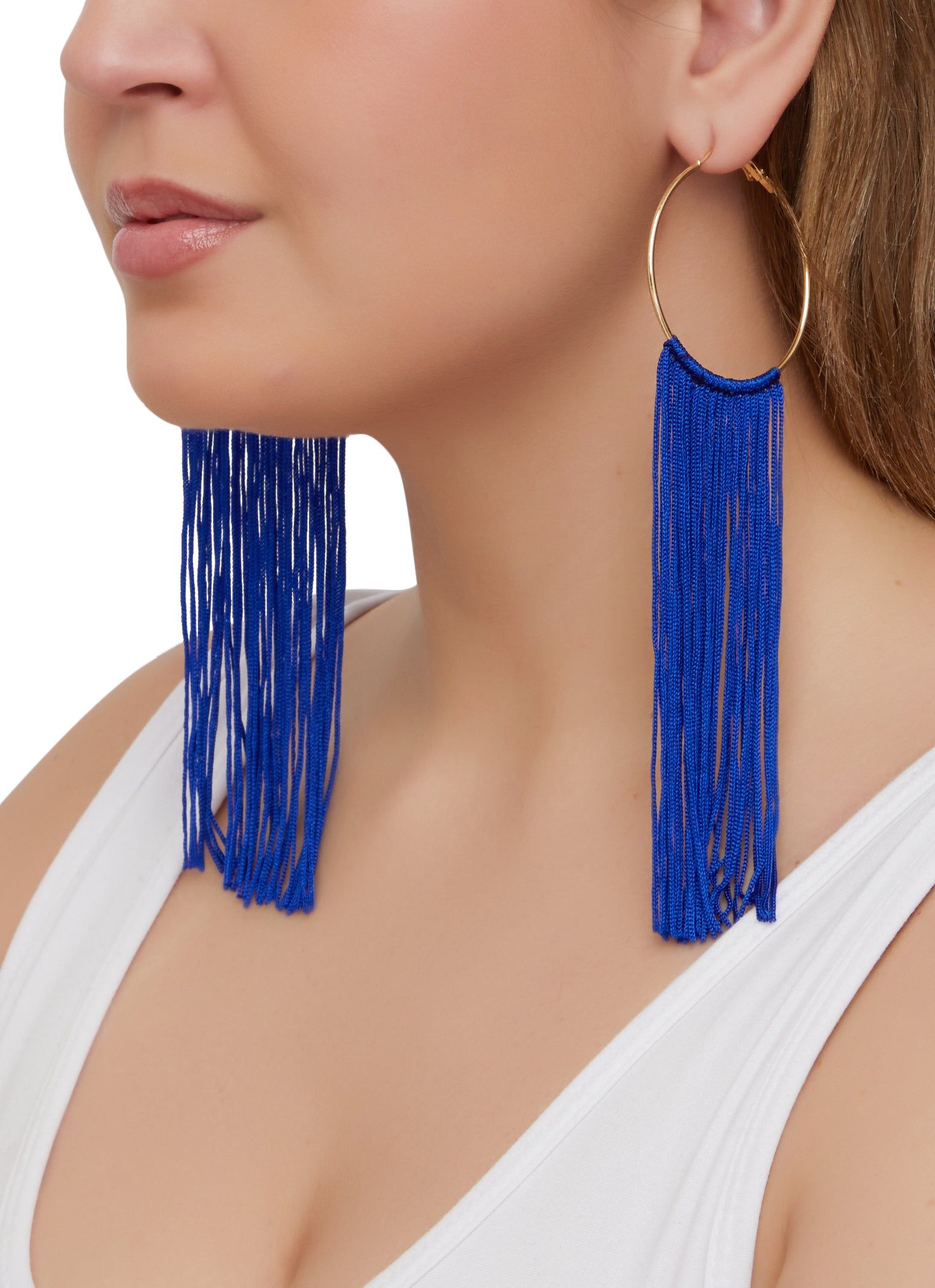 Fringe Tassel Hoop Earrings sold by Rainbow